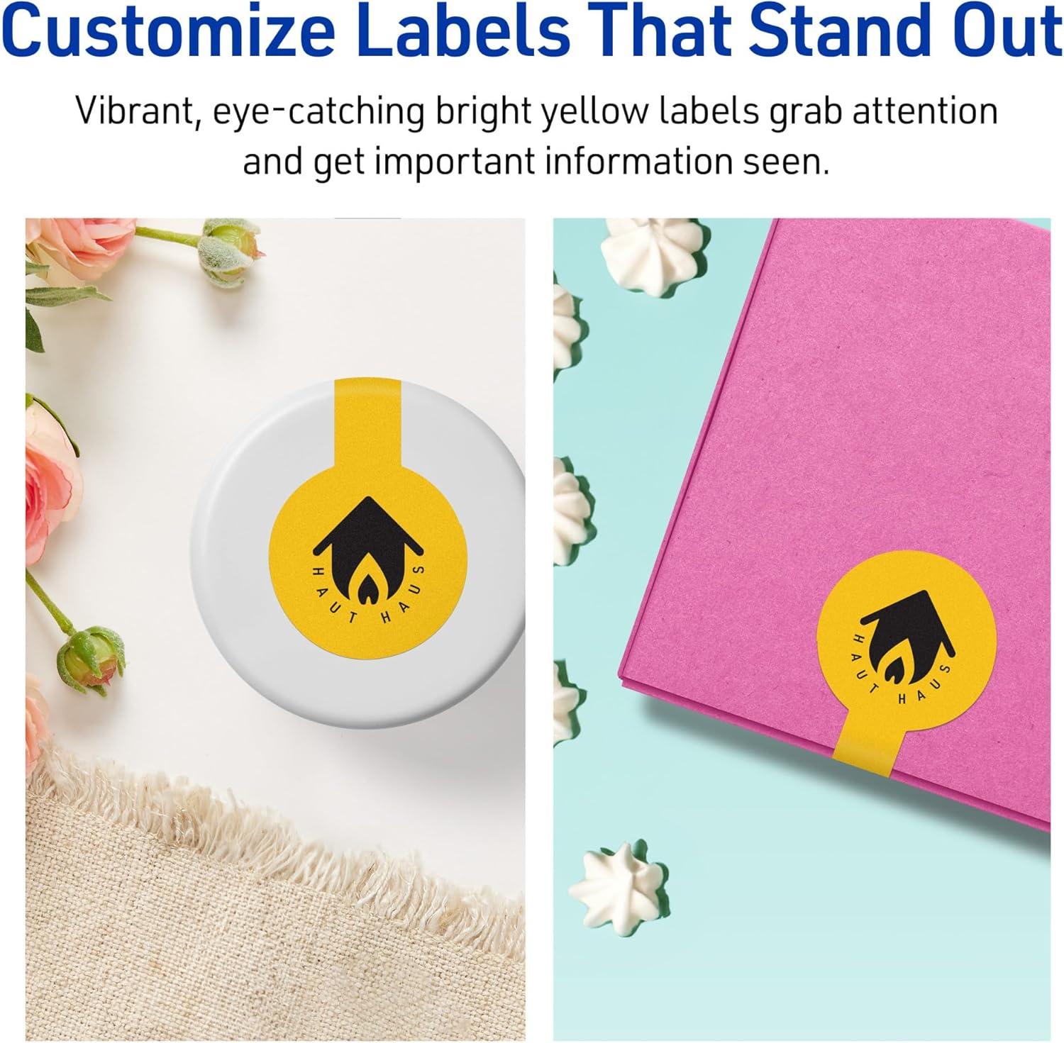 imageAvery Printable Lollipop Labels Sure Feed Technology 112quot x 4quot Bright Yellow Labels PrinttoTheEdge LaserInkjet Printable 160 Total Great for Jars and Baking Seal Stickers160 labels