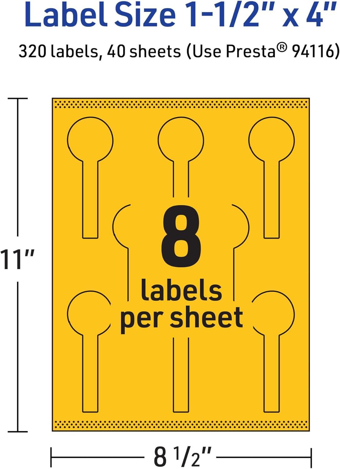 imageAvery Printable Lollipop Labels Sure Feed Technology 112quot x 4quot Bright Yellow Labels PrinttoTheEdge LaserInkjet Printable 160 Total Great for Jars and Baking Seal Stickers320 labels