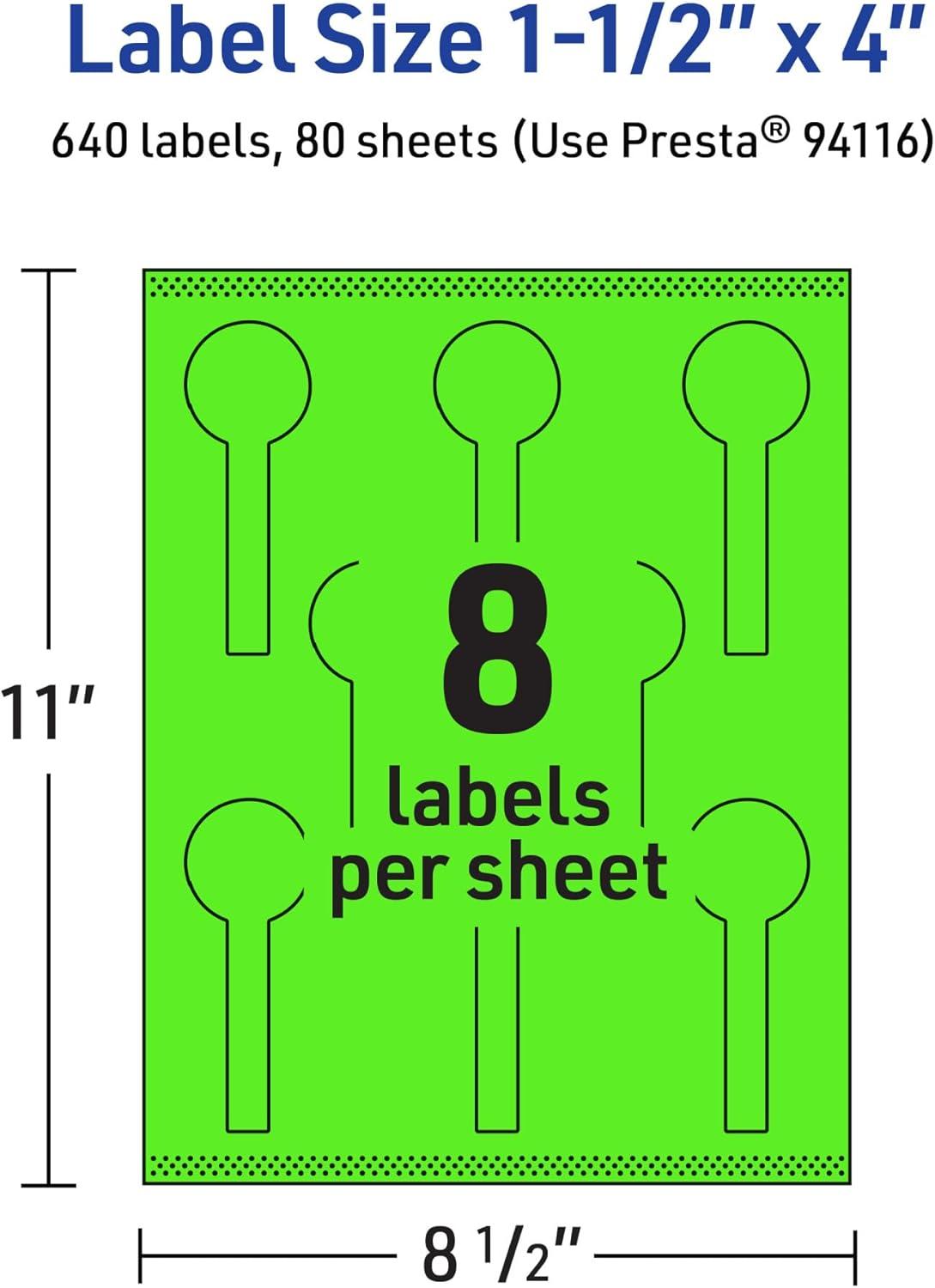imageAvery Printable Lollipop Labels Sure Feed Technology 112quot x 4quot Neon Green Labels PrinttoTheEdge LaserInkjet Printable 320 Total Great for Jars and Baking Seal Stickers640 labels