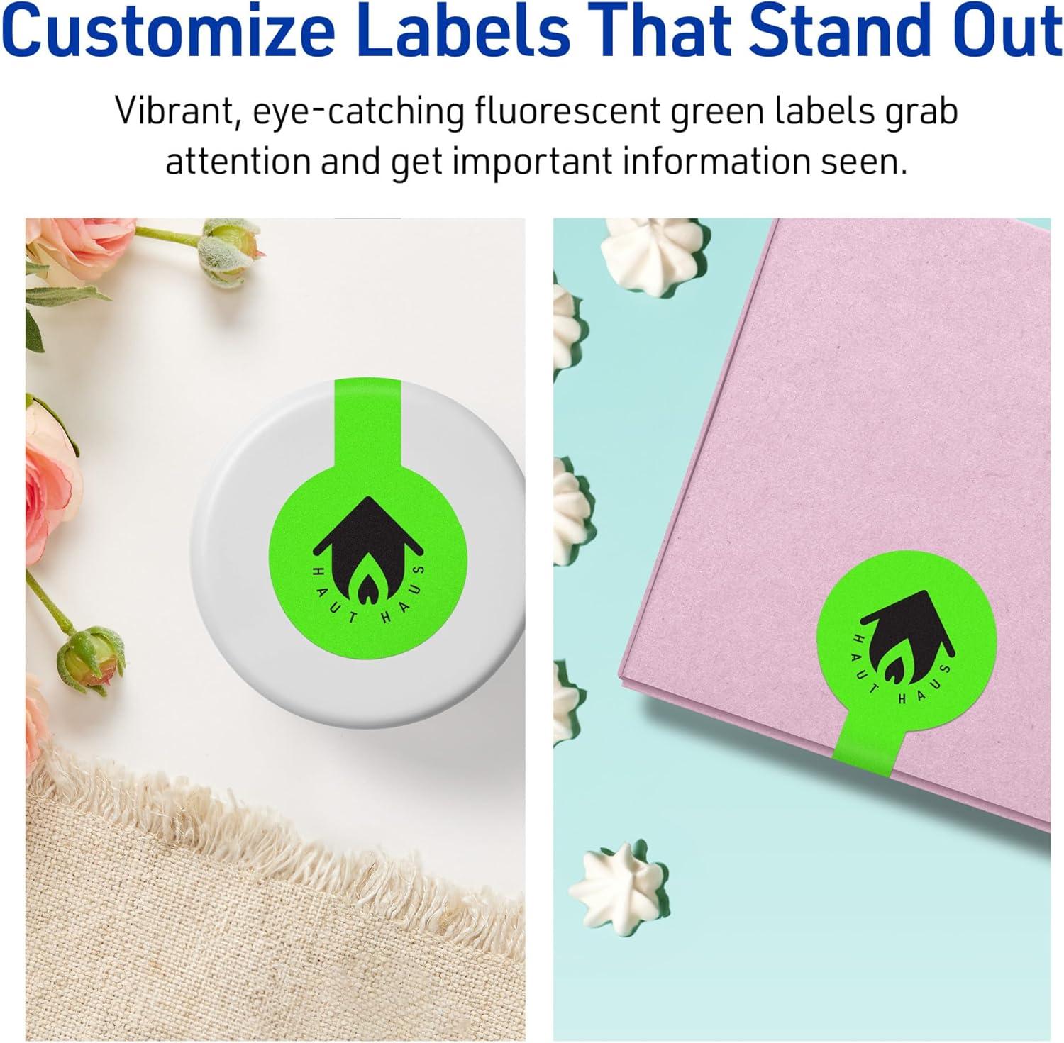 imageAvery Printable Lollipop Labels Sure Feed Technology 112quot x 4quot Neon Green Labels PrinttoTheEdge LaserInkjet Printable 320 Total Great for Jars and Baking Seal Stickers80 labels