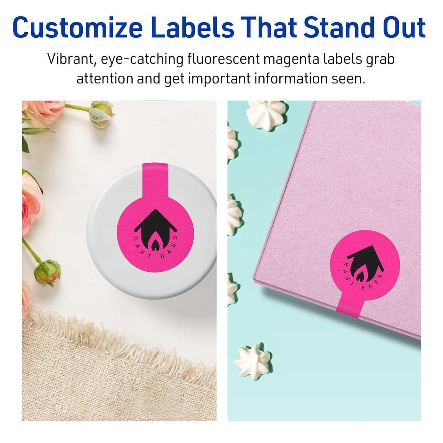 imageAvery Printable Lollipop Labels Sure Feed Technology 112quot x 4quot Neon Magenta Labels PrinttoTheEdge LaserInkjet Printable 160 Total Great for Jars and Baking Seal Stickers80 labels