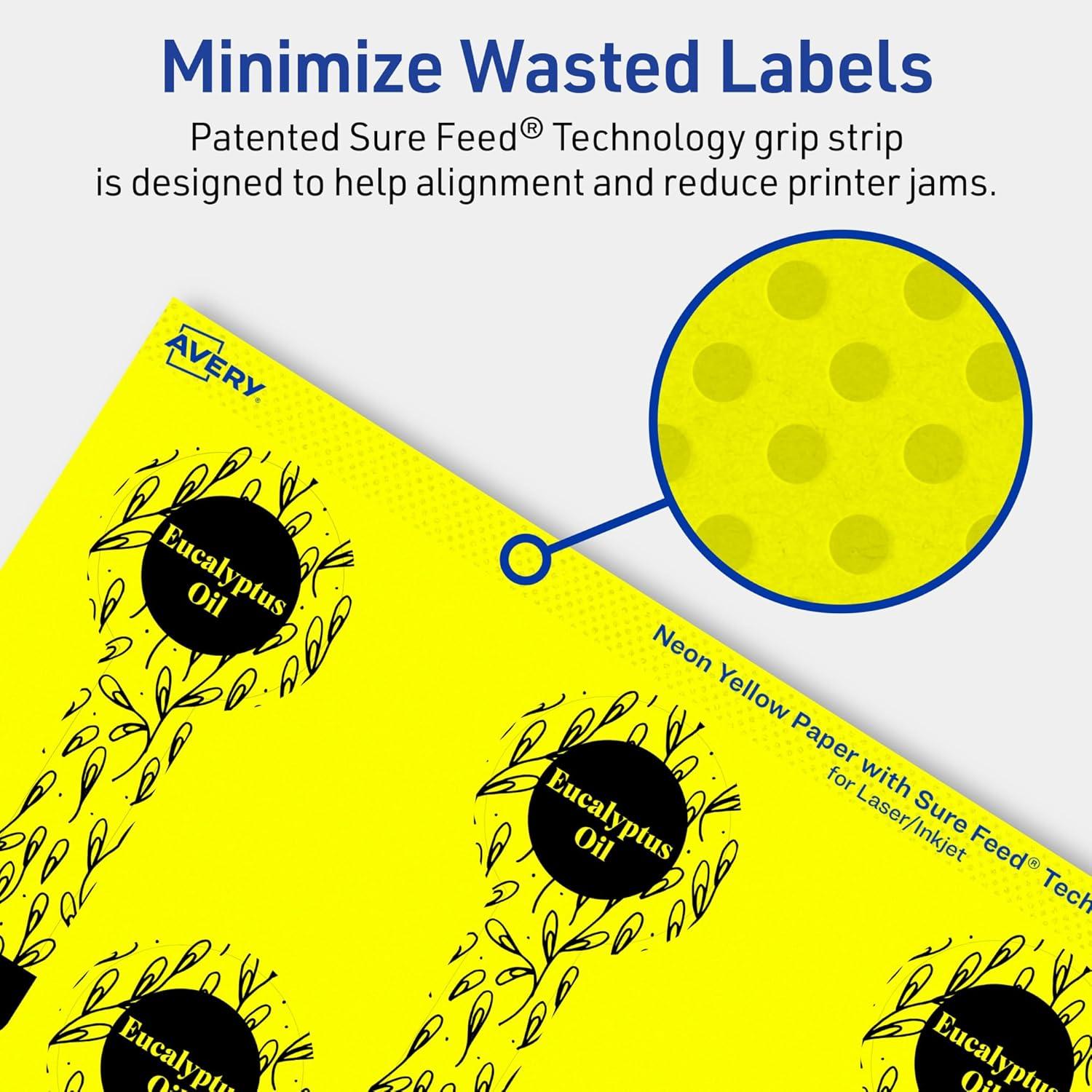 imageAvery Printable Lollipop Labels Sure Feed Technology 112quot x 4quot Neon Yellow Labels PrinttoTheEdge LaserInkjet Printable 160 Total Great for Jars and Baking Seal Stickers160 labels
