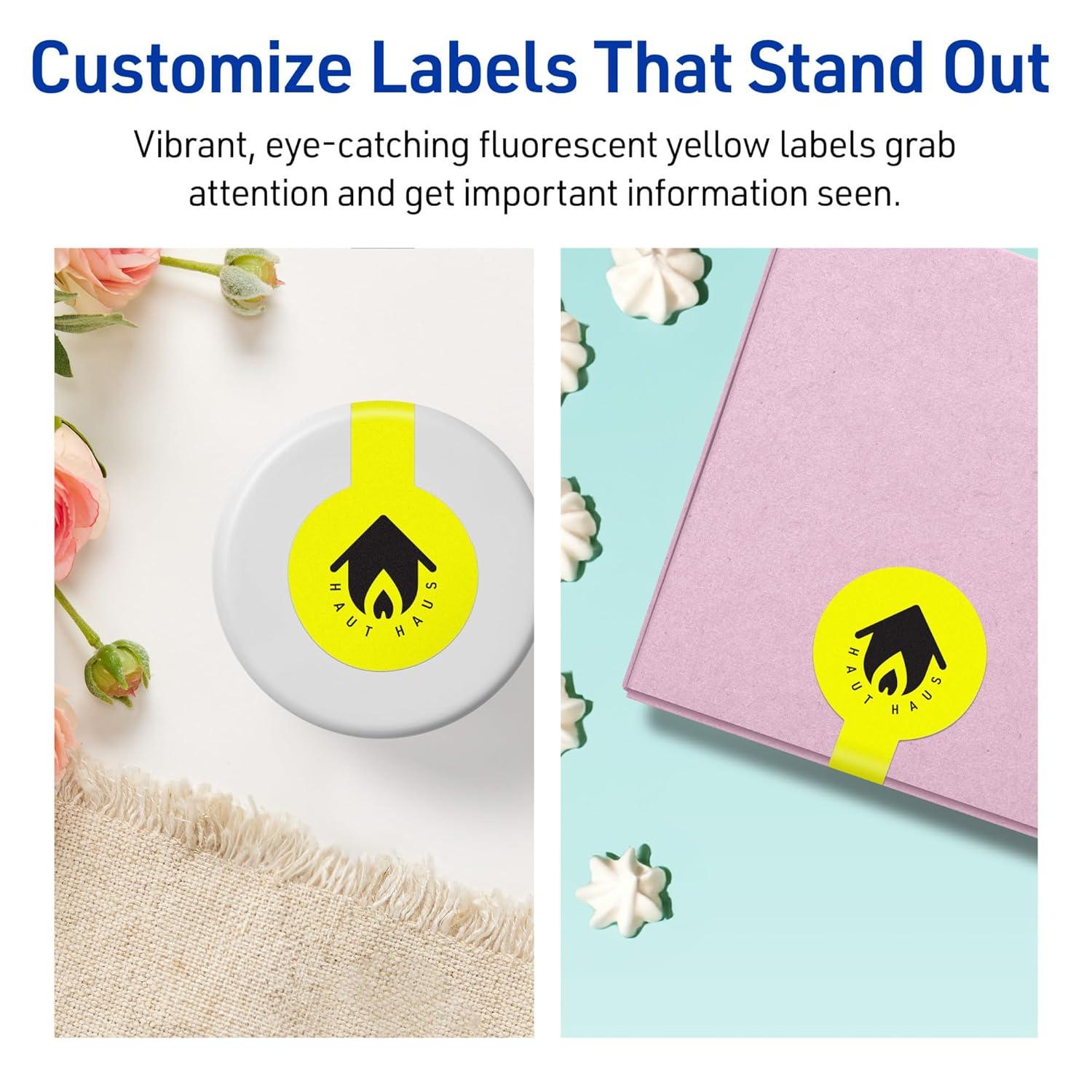 imageAvery Printable Lollipop Labels Sure Feed Technology 112quot x 4quot Neon Yellow Labels PrinttoTheEdge LaserInkjet Printable 160 Total Great for Jars and Baking Seal Stickers320 labels