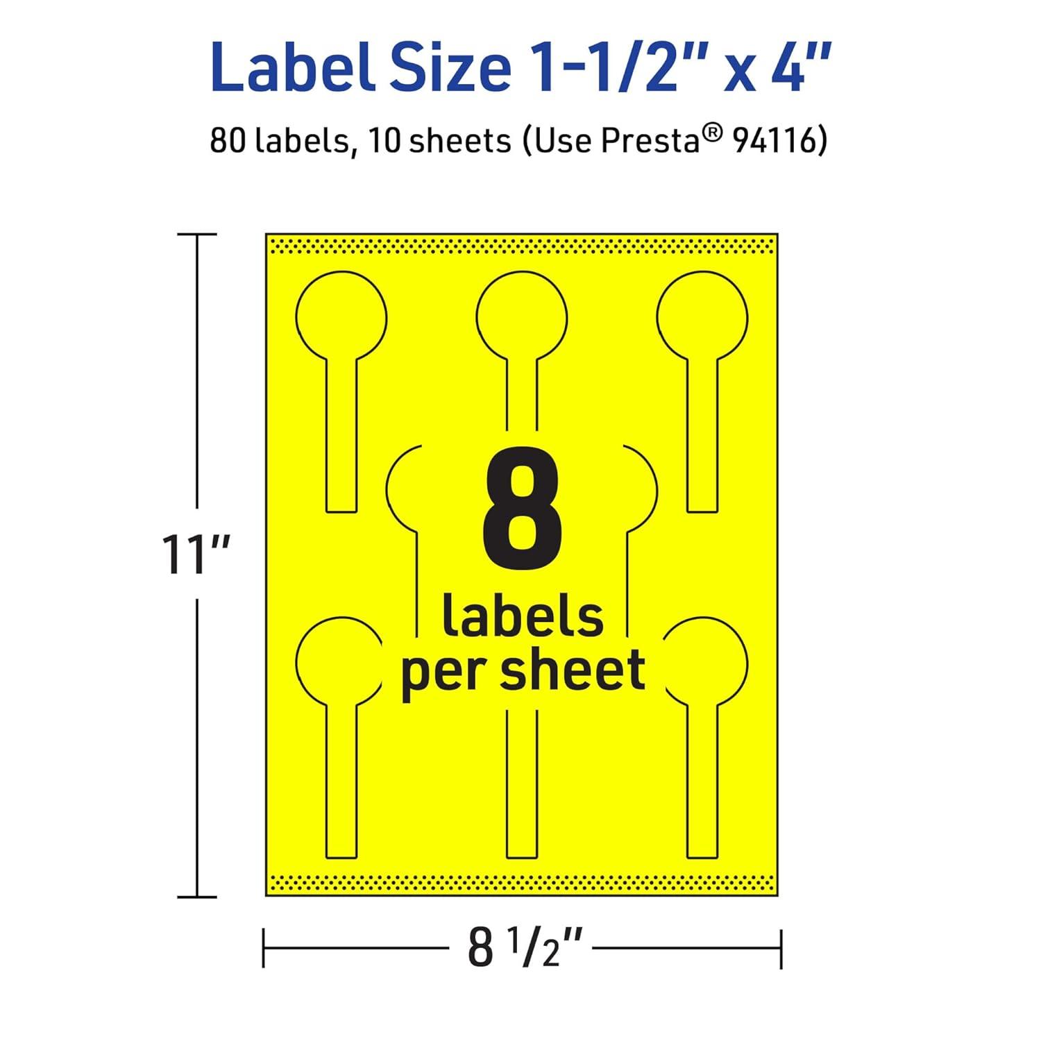 imageAvery Printable Lollipop Labels Sure Feed Technology 112quot x 4quot Neon Yellow Labels PrinttoTheEdge LaserInkjet Printable 160 Total Great for Jars and Baking Seal Stickers80 labels