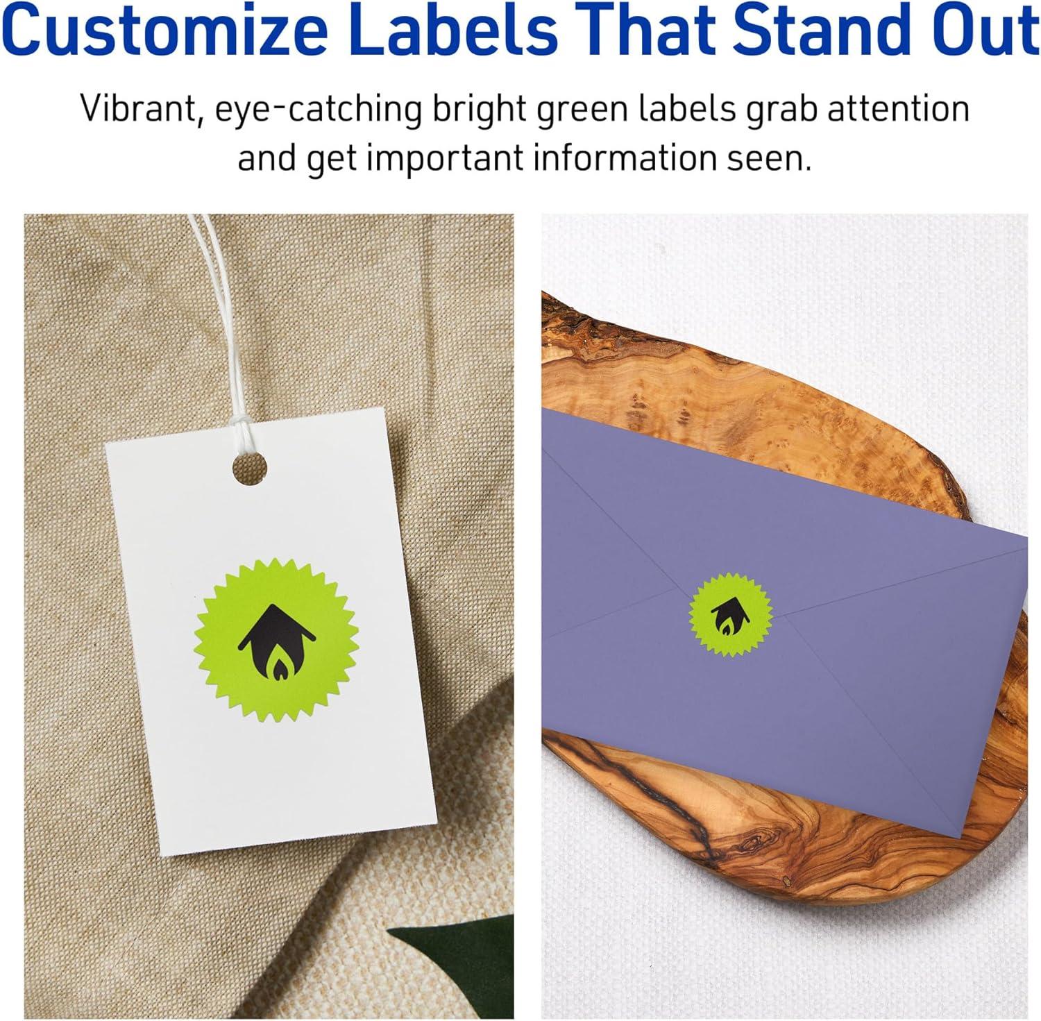 imageAvery Printable Starburst Labels Sure Feed Technology 1quot Bright Green Labels PrinttoTheEdge LaserInkjet 480 Total Great for Mailing Seals and Planner Stickers1 920 labels