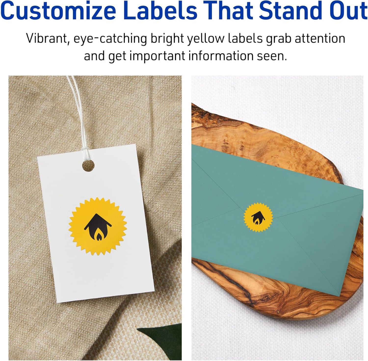 imageAvery Printable Starburst Labels Sure Feed Technology 1quot Bright Yellow Labels PrinttoTheEdge LaserInkjet 480 Total Great for Mailing Seals and Planner Stickers1 920 labels