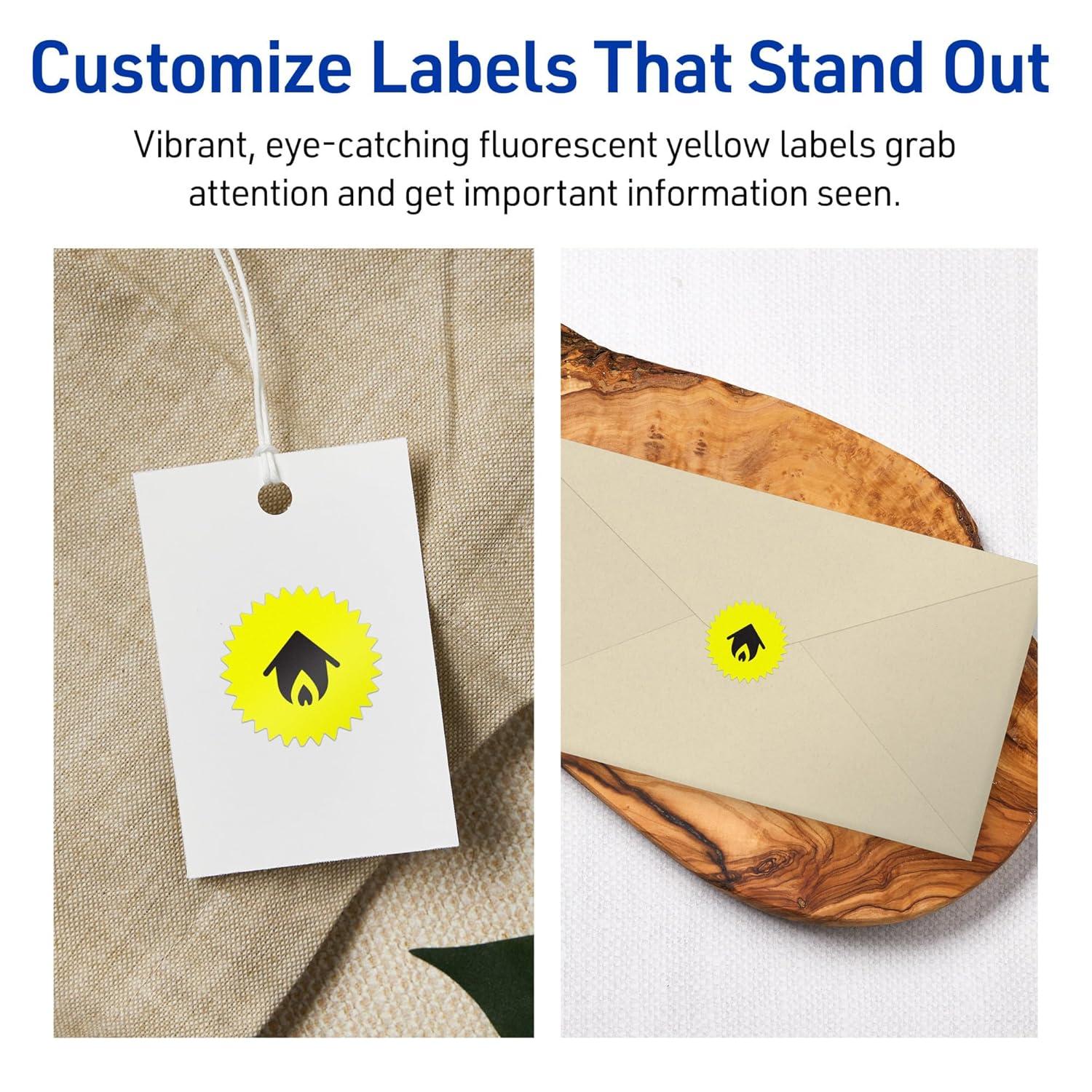 imageAvery Printable Starburst Labels Sure Feed Technology 1quot Neon Yellow Labels PrinttoTheEdge LaserInkjet 960 Total Great for Mailing Seals and Planner Stickers960 labels