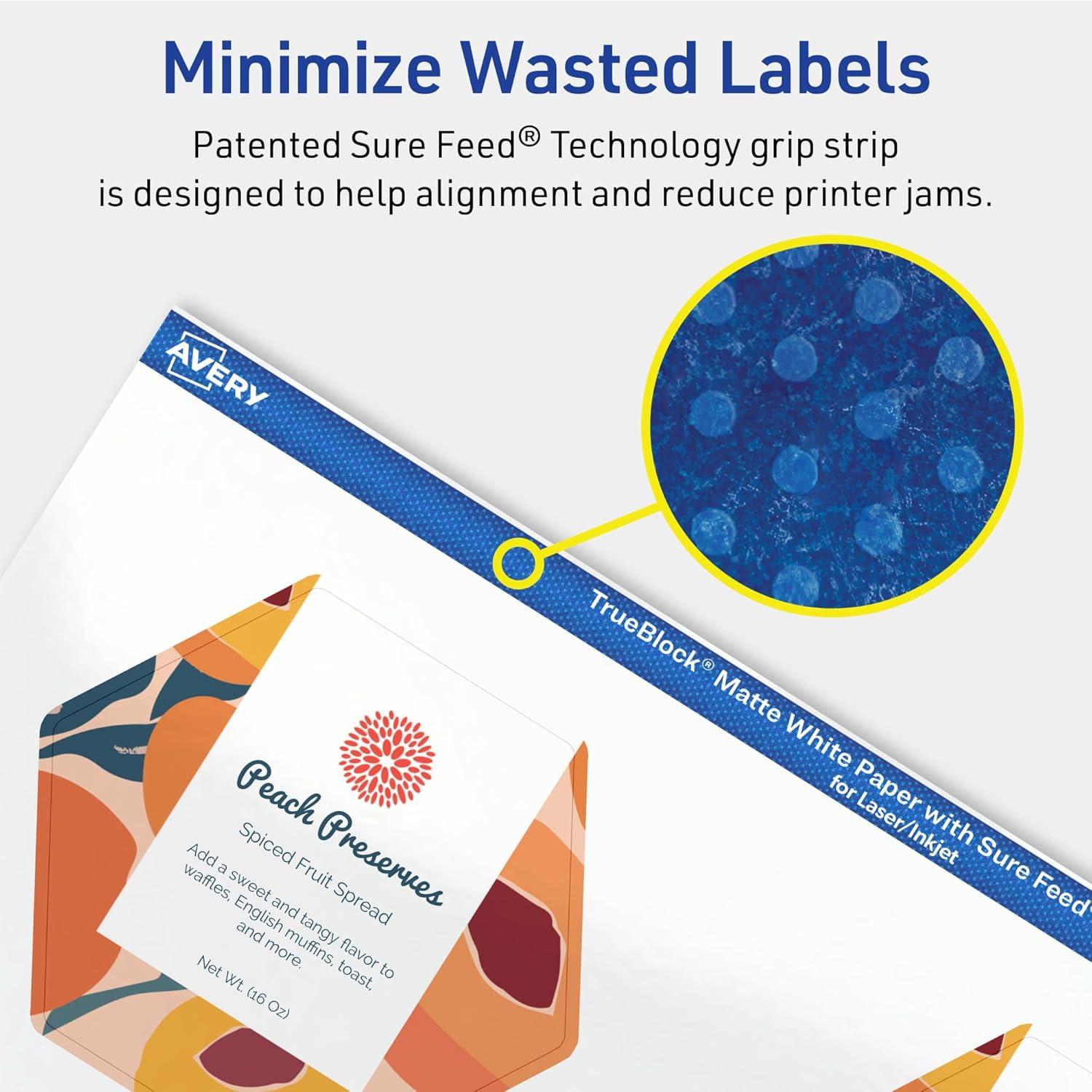 imageAvery TrueBlock Matte White Hexagon Labels Sure Feed Technology 212quot x 25764quot 150 Matte White Labels PrinttoTheEdge LaserInkjet Printable Great for Packaging and Product Merchandising60 labels