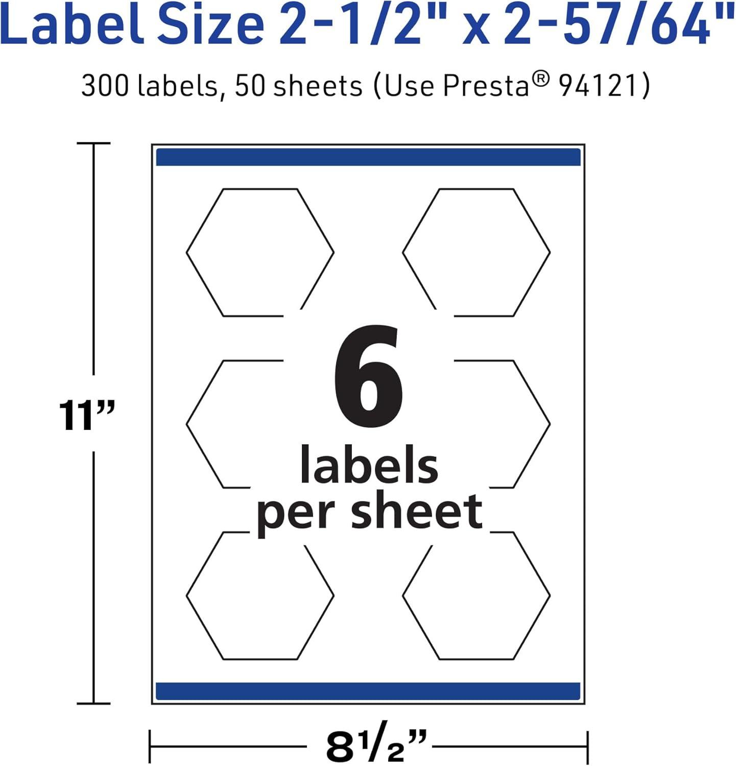 imageAvery TrueBlock Matte White Hexagon Labels Sure Feed Technology 212quot x 25764quot 150 Matte White Labels PrinttoTheEdge LaserInkjet Printable Great for Packaging and Product Merchandising300 labels