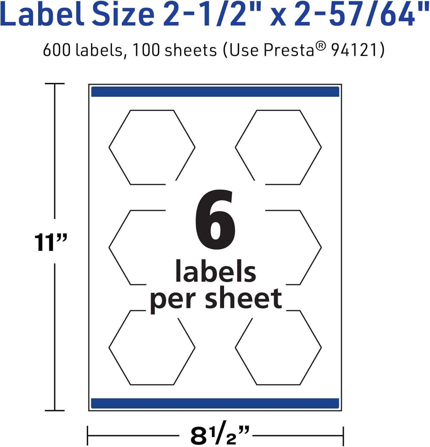 imageAvery TrueBlock Matte White Hexagon Labels Sure Feed Technology 212quot x 25764quot 150 Matte White Labels PrinttoTheEdge LaserInkjet Printable Great for Packaging and Product Merchandising600 labels