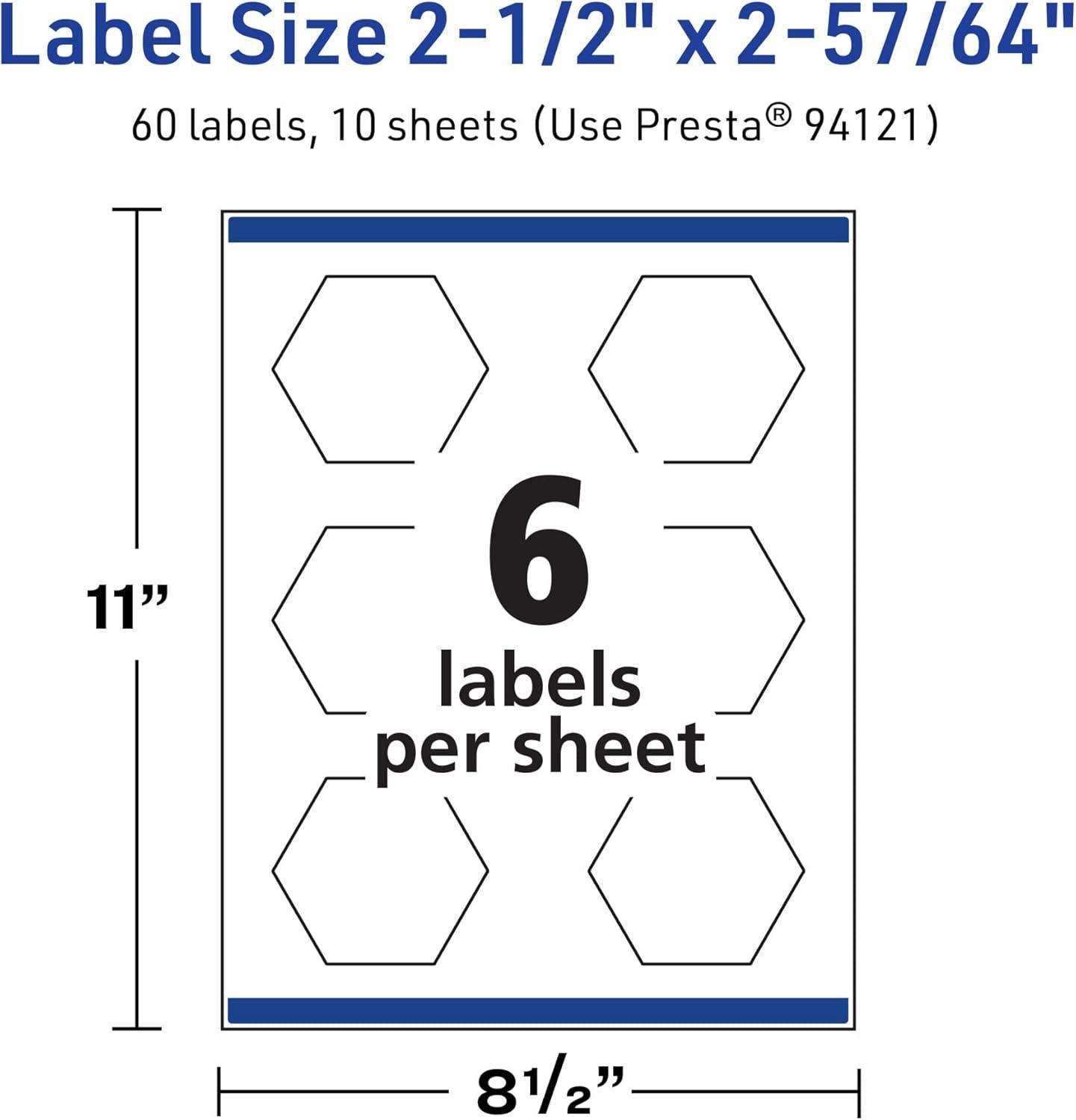 imageAvery TrueBlock Matte White Hexagon Labels Sure Feed Technology 212quot x 25764quot 150 Matte White Labels PrinttoTheEdge LaserInkjet Printable Great for Packaging and Product Merchandising60 labels