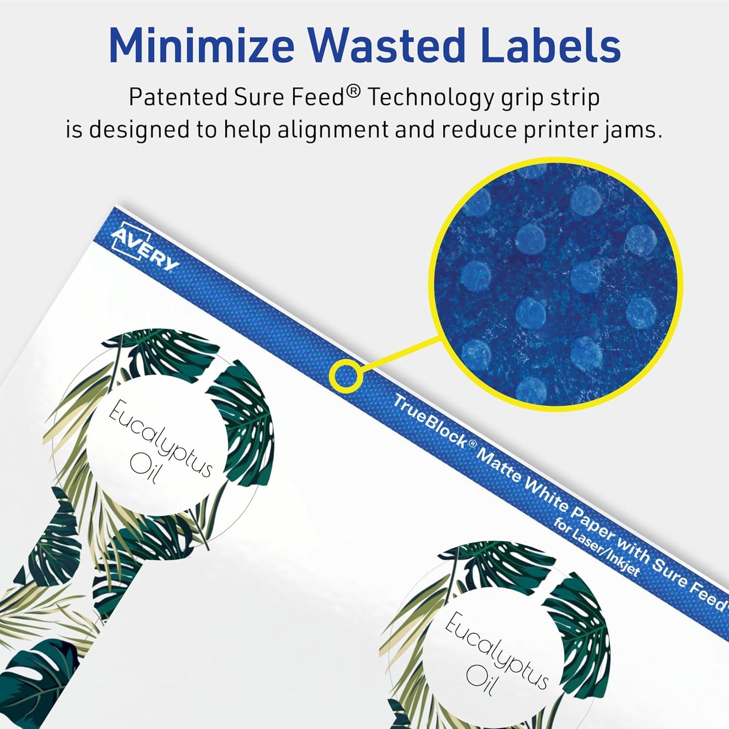 imageAvery TrueBlock Matte White Lollipop Labels Sure Feed Technology 15quot x 4quot 800 Matte White Labels PrinttoTheEdge LaserInkjet Printable Great for Packaging and Product Merchandising400 labels