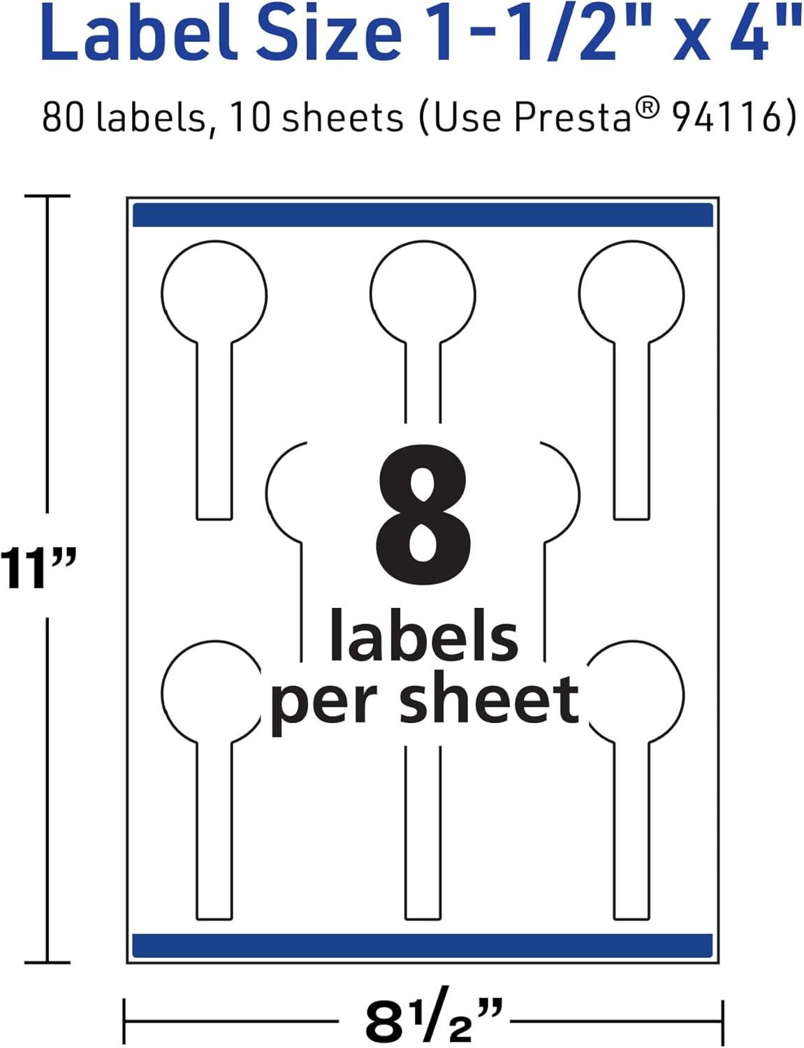 imageAvery TrueBlock Matte White Lollipop Labels Sure Feed Technology 15quot x 4quot 800 Matte White Labels PrinttoTheEdge LaserInkjet Printable Great for Packaging and Product Merchandising80 labels