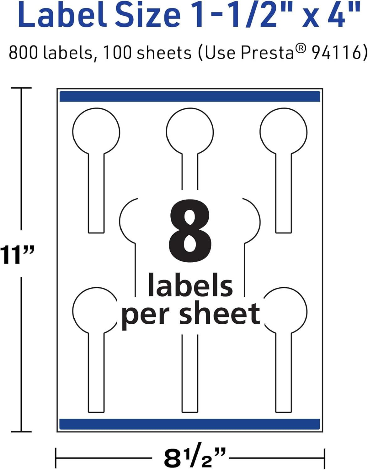 imageAvery TrueBlock Matte White Lollipop Labels Sure Feed Technology 15quot x 4quot 800 Matte White Labels PrinttoTheEdge LaserInkjet Printable Great for Packaging and Product Merchandising800 labels