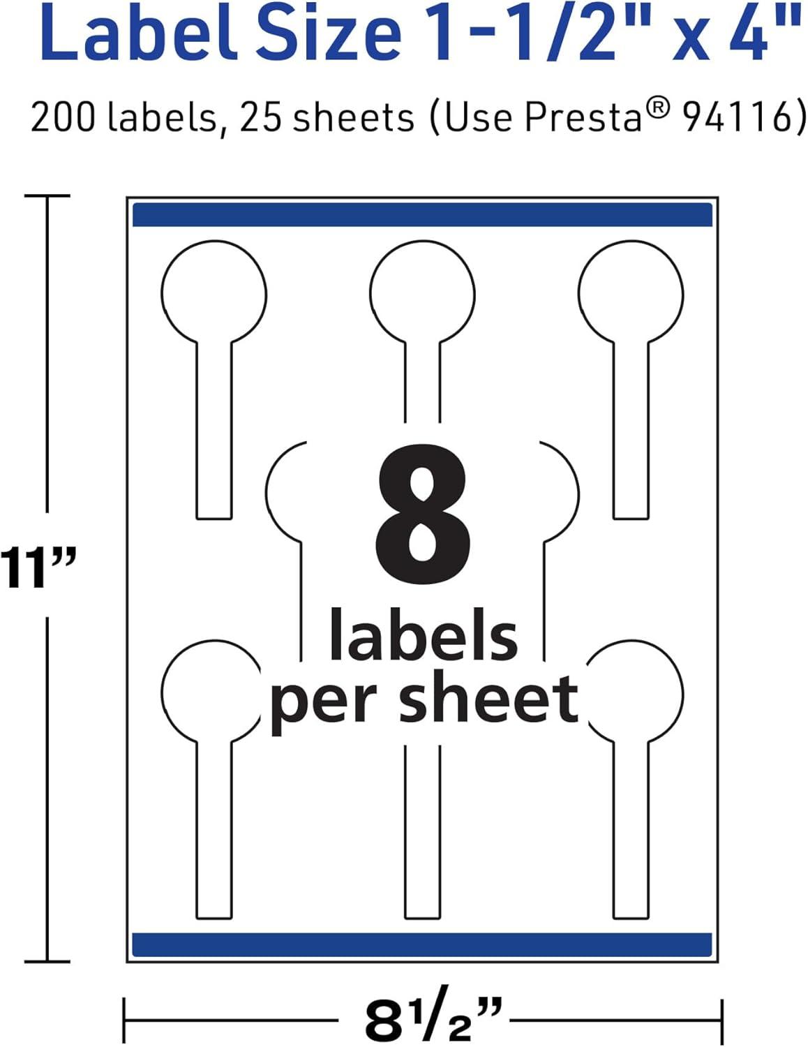 imageAvery TrueBlock Matte White Lollipop Labels Sure Feed Technology 15quot x 4quot 800 Matte White Labels PrinttoTheEdge LaserInkjet Printable Great for Packaging and Product Merchandising200 labels