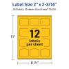 imageAvery Printable Arched Square Labels with Sure Feed Technology 2quot x 2316quot Bright Yellow PrinttoTheEdge LaserInkjet 240 Total240 labels