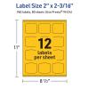 imageAvery Printable Arched Square Labels with Sure Feed Technology 2quot x 2316quot Bright Yellow PrinttoTheEdge LaserInkjet 240 Total960 labels