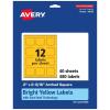 imageAvery Printable Arched Square Labels with Sure Feed Technology 2quot x 2316quot Bright Yellow PrinttoTheEdge LaserInkjet 240 Total480 labels
