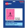 imageAvery Printable Lollipop Labels Sure Feed Technology 112quot x 4quot Bright Pink Labels PrinttoTheEdge LaserInkjet Printable 80 Total Great for Jars and Baking Seal Stickers160 labels