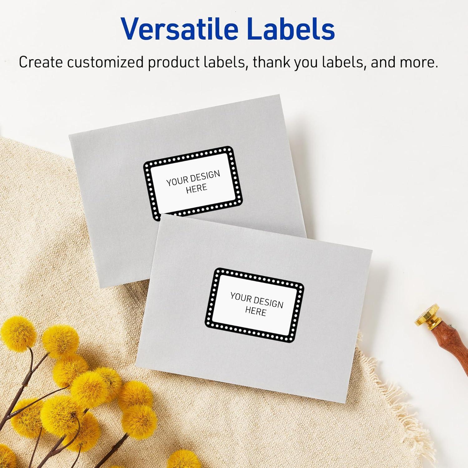 imageAvery Printable Rectangle Labels Gold ampamp Navy Border Florals 2quot x 3quot Matte White Rectangle Labels Permanent LaserInkjet 80ct Great for Product MerchandisingBlack  White Polka Dots
