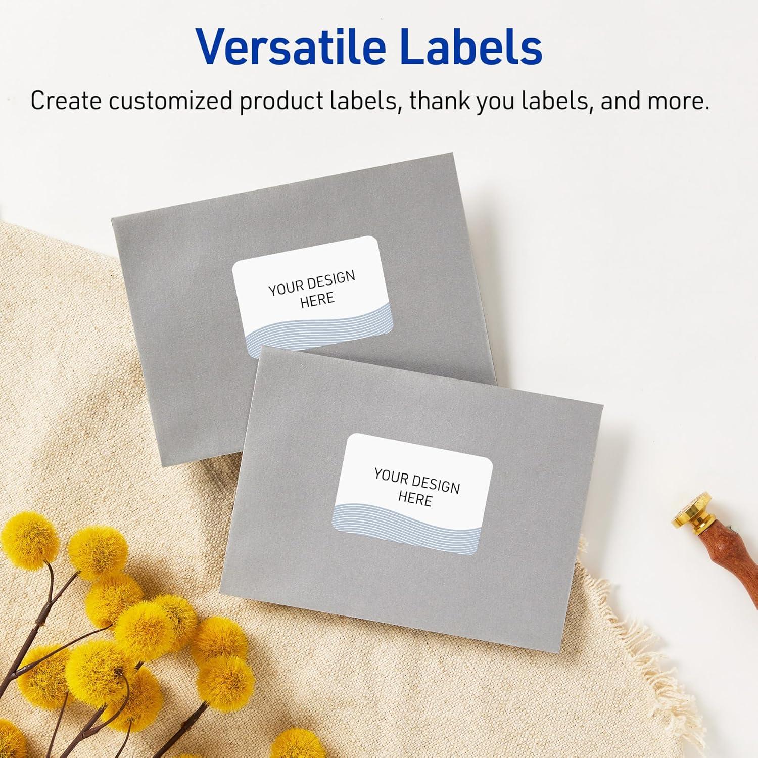 imageAvery Printable Rectangle Labels Gold ampamp Navy Border Florals 2quot x 3quot Matte White Rectangle Labels Permanent LaserInkjet 80ct Great for Product MerchandisingBlue Waves