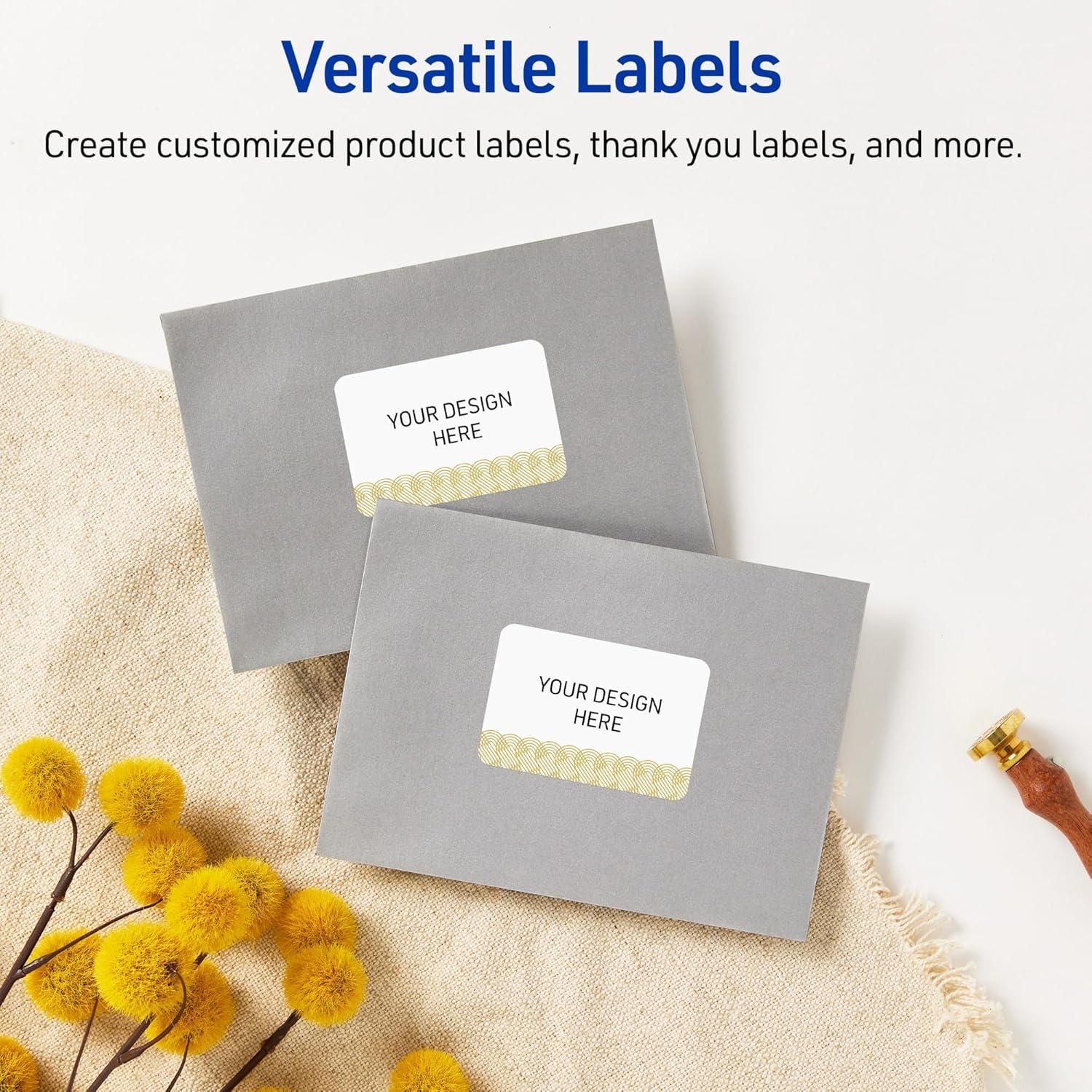 imageAvery Printable Rectangle Labels Gold ampamp Navy Border Florals 2quot x 3quot Matte White Rectangle Labels Permanent LaserInkjet 80ct Great for Product MerchandisingGold Lace Trim