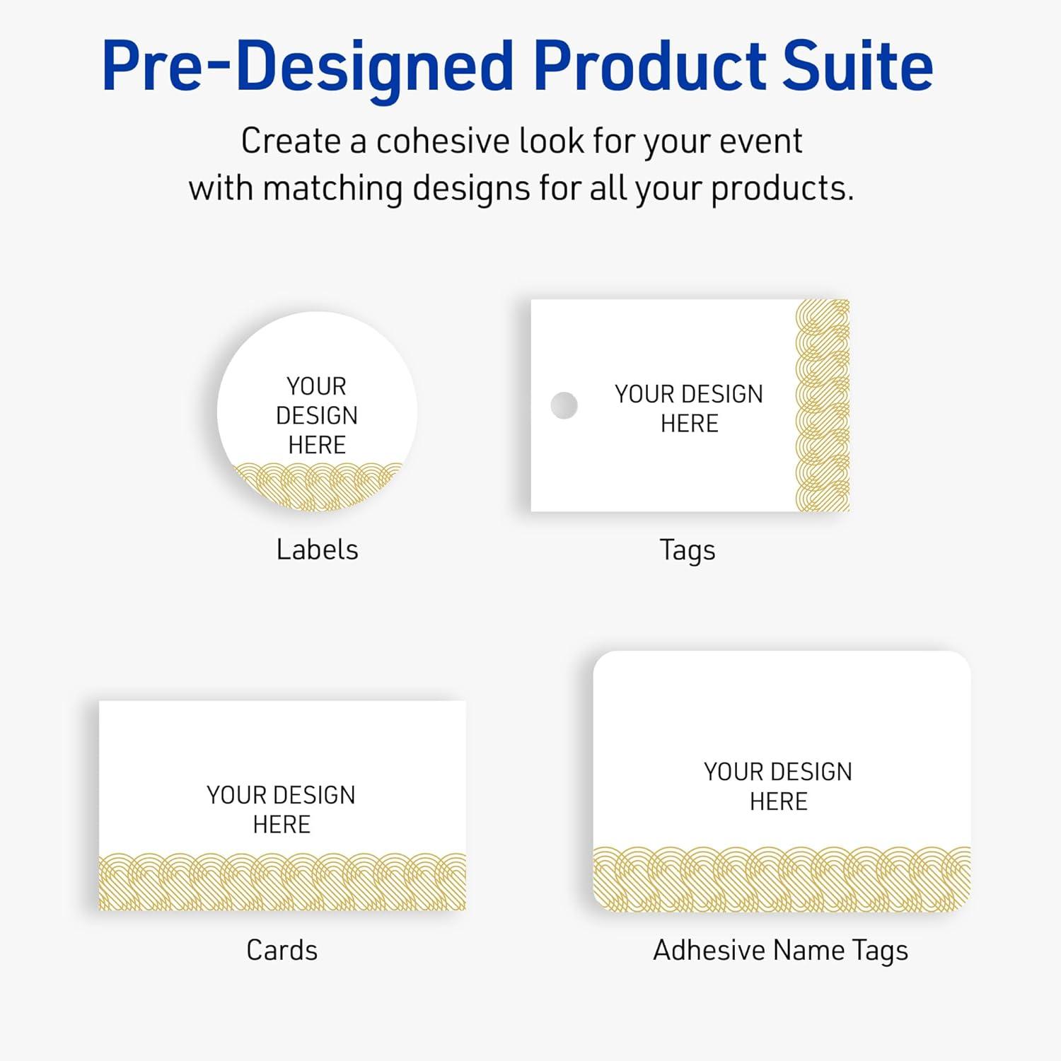 imageAvery Printable Rectangle Labels Gold ampamp Navy Border Florals 2quot x 3quot Matte White Rectangle Labels Permanent LaserInkjet 80ct Great for Product MerchandisingGold Lace Trim