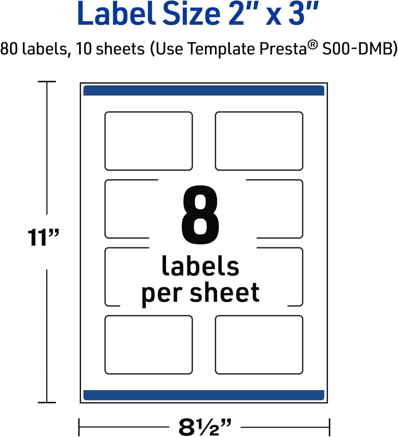 imageAvery Printable Rectangle Labels Gold ampamp Navy Border Florals 2quot x 3quot Matte White Rectangle Labels Permanent LaserInkjet 80ct Great for Product MerchandisingBlue Border With Gold Dots