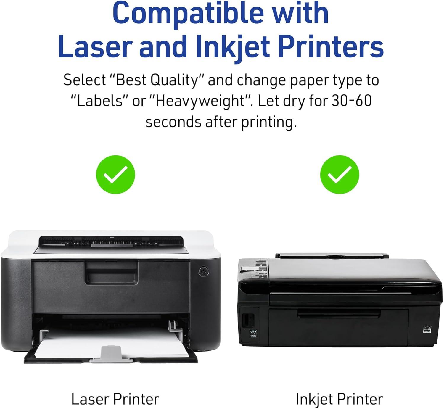 imageAvery Printable Rectangle Labels Sure Feed Technology Blue Border Gold Dots Design 1quot x 258quot Glossy White Permanent Adhesive LaserInkjet 160 Total Great for AddressingBlue Border With Gold Dots