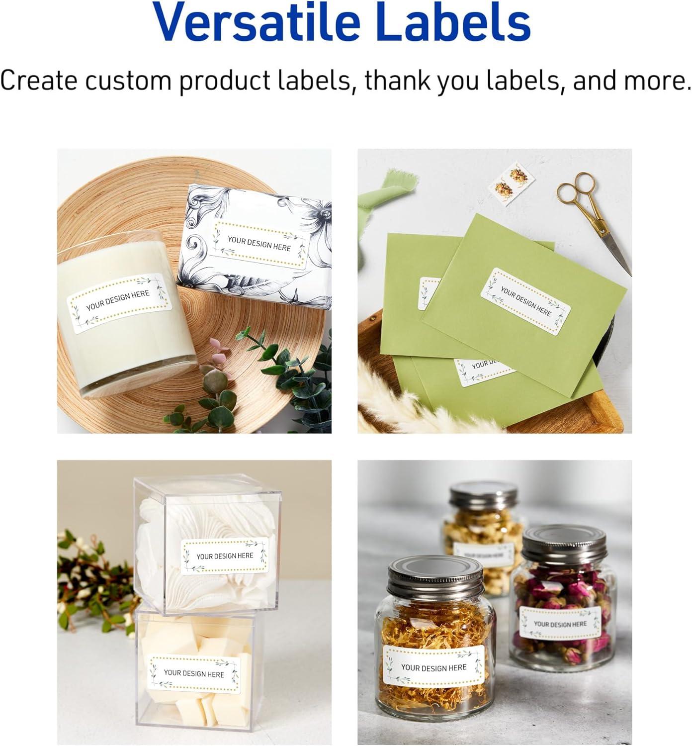 imageAvery Printable Rectangle Labels Sure Feed Technology Blue Border Gold Dots Design 1quot x 258quot Glossy White Permanent Adhesive LaserInkjet 160 Total Great for AddressingGreen Florals With Gold Dots