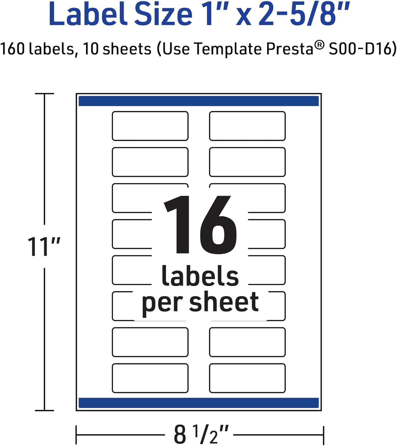 imageAvery Printable Rectangle Labels Sure Feed Technology Blue Border Gold Dots Design 1quot x 258quot Glossy White Permanent Adhesive LaserInkjet 160 Total Great for AddressingMultilined Gold Border
