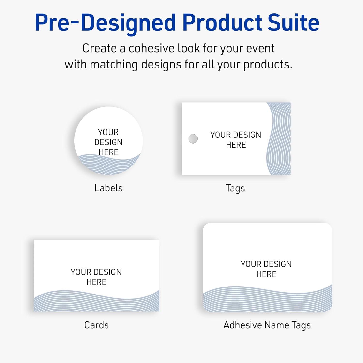 imageAvery Printable Rectangle Labels Sure Feed Technology Blue Border Gold Dots Design 1quot x 258quot Glossy White Permanent Adhesive LaserInkjet 160 Total Great for AddressingBlue Waves