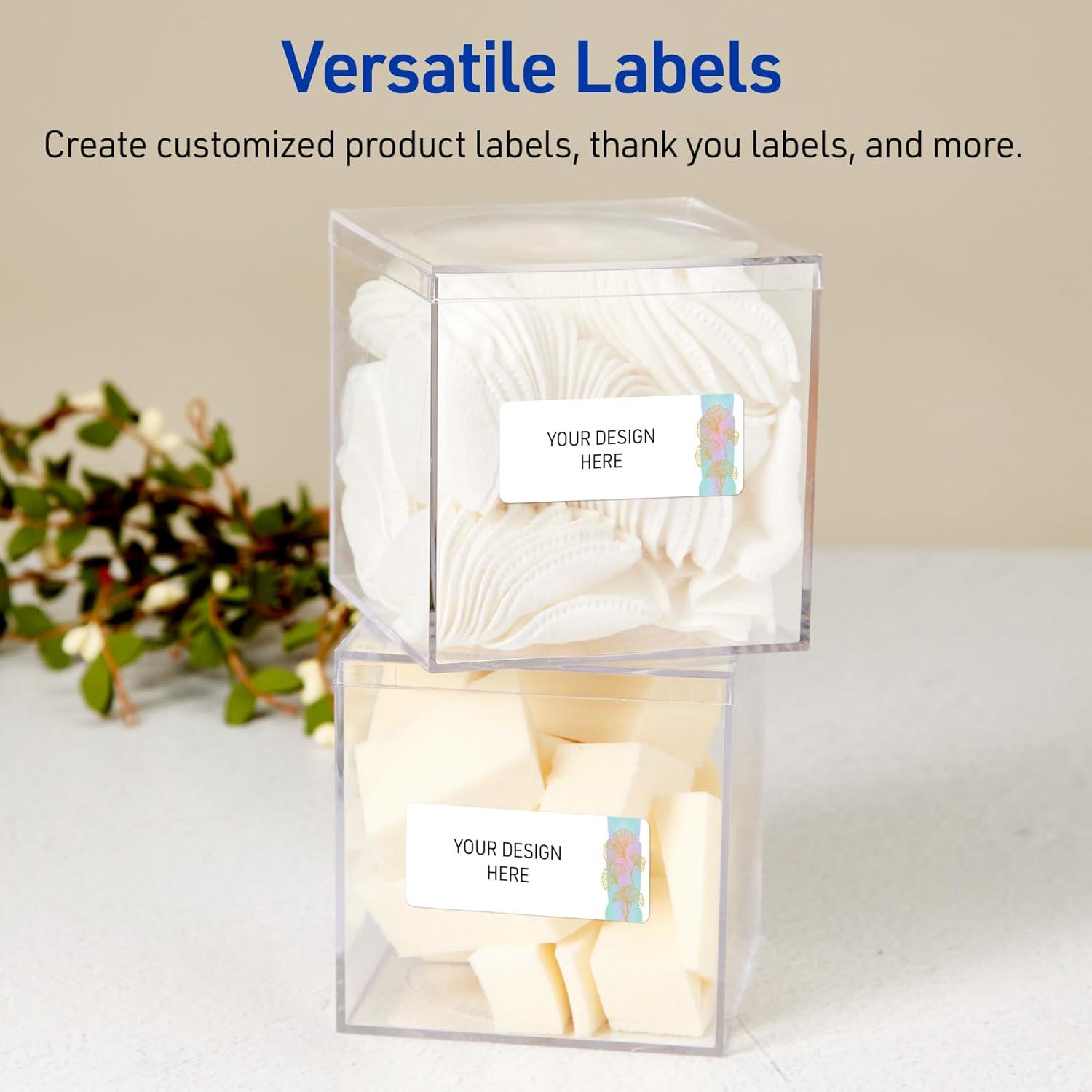 imageAvery Printable Rectangle Labels Sure Feed Technology Double Gold Border Florals Design 1quot x 258quot Matte White Permanent Labels LaserInkjet 160 Total Great for AddressingWatercolors With Gold Ginkgo Leaves