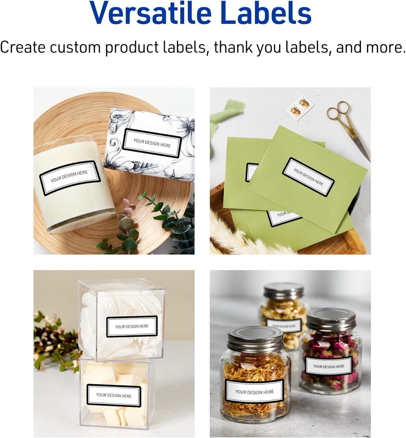 imageAvery Printable Rectangle Labels Sure Feed Technology Double Gold Border Florals Design 1quot x 258quot Matte White Permanent Labels LaserInkjet 160 Total Great for AddressingDouble Black Border