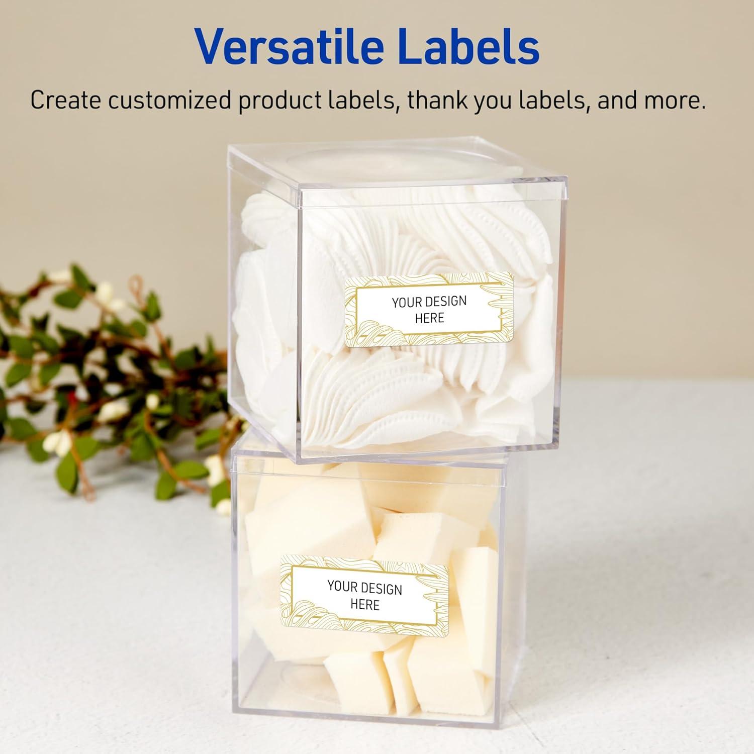 imageAvery Printable Rectangle Labels Sure Feed Technology Double Gold Border Florals Design 1quot x 258quot Matte White Permanent Labels LaserInkjet 160 Total Great for AddressingGold Monstera Leaves
