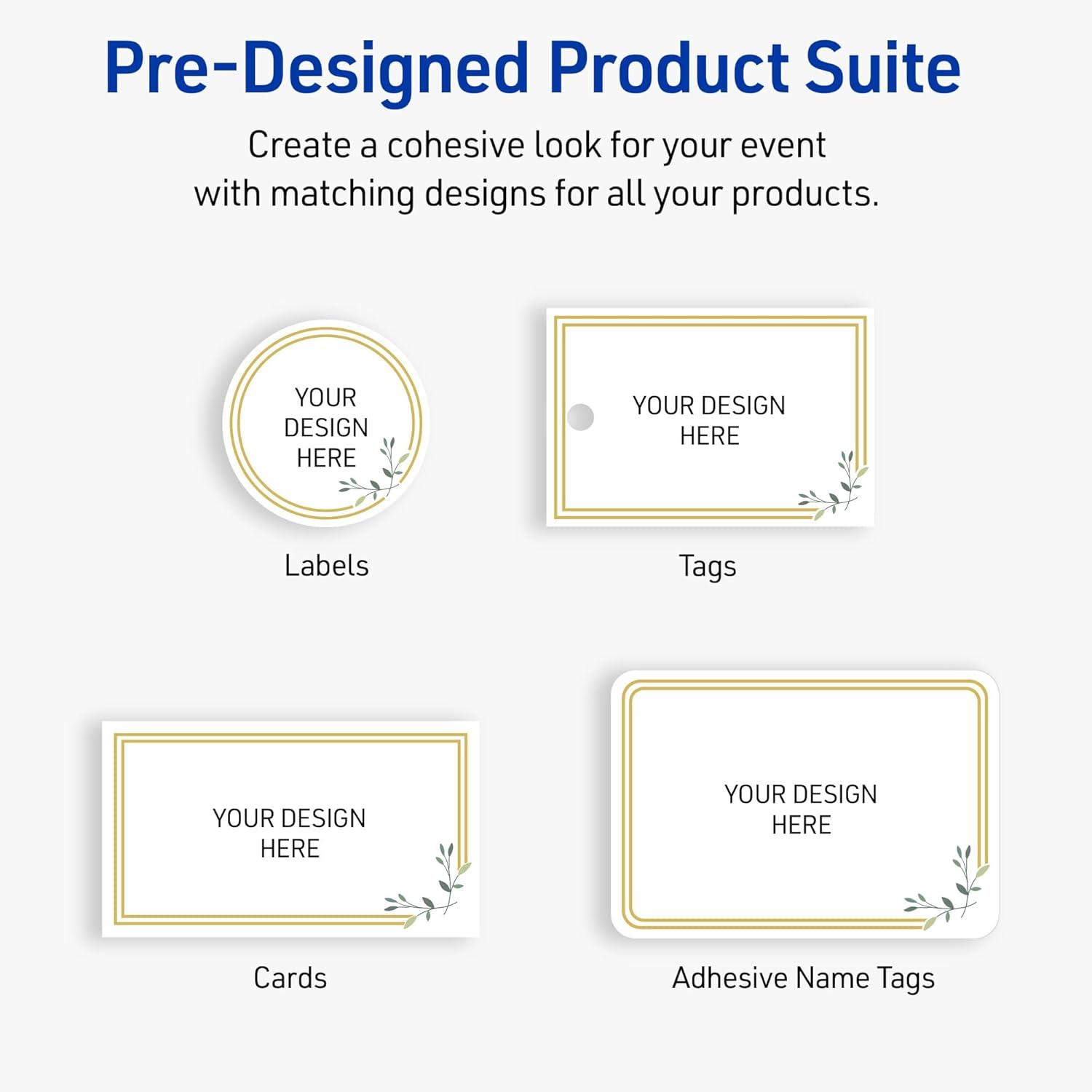imageAvery Printable Rectangle Labels Sure Feed Technology Double Gold Border Florals Design 1quot x 258quot Matte White Permanent Labels LaserInkjet 160 Total Great for AddressingDouble Gold Border With Florals