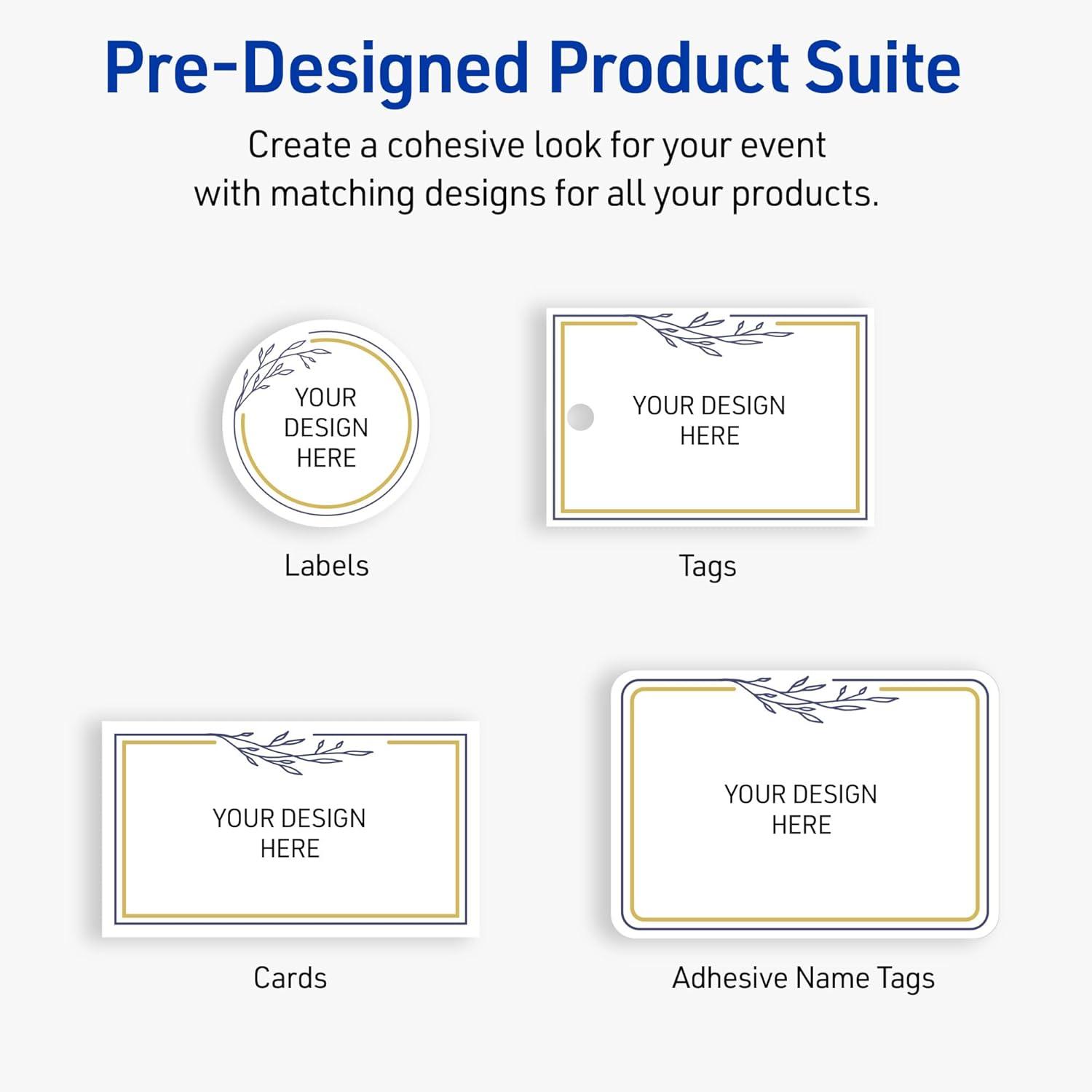 imageAvery Printable Rectangle Labels Sure Feed Technology Double Gold Border Florals Design 1quot x 258quot Matte White Permanent Labels LaserInkjet 160 Total Great for AddressingGold  Navy Border With Florals
