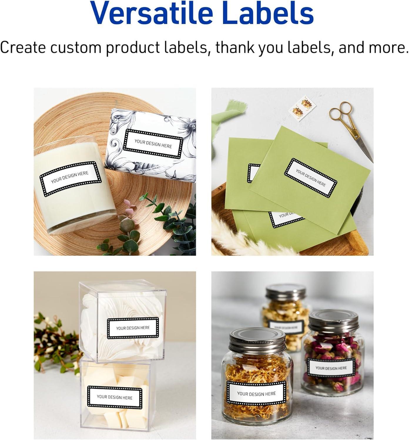 imageAvery Printable Rectangle Labels Sure Feed Technology Double Gold Border Florals Design 1quot x 258quot Matte White Permanent Labels LaserInkjet 160 Total Great for AddressingBlack  White Polka Dots