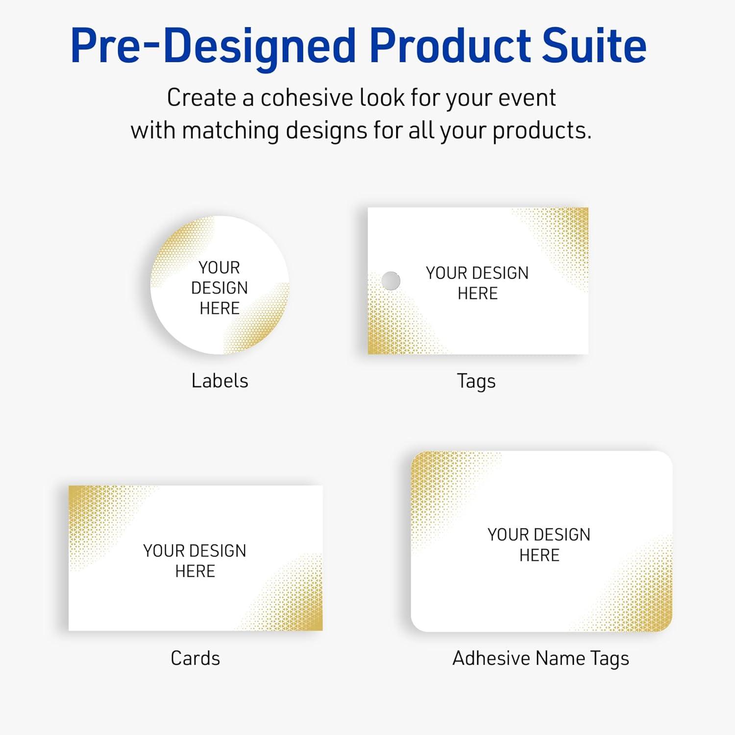 imageAvery Printable Rectangle Labels Sure Feed Technology Double Gold Border Florals Design 1quot x 258quot Matte White Permanent Labels LaserInkjet 160 Total Great for AddressingGold Blush