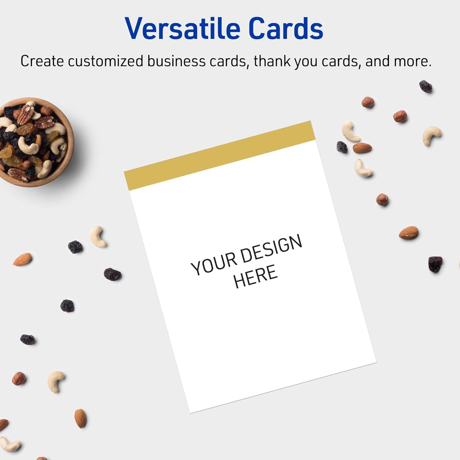 imageAvery Printable Rectangle Postcards Gold MultiLined Border 4quot x 6quot Matte White LaserInkjet 20ct Great for PostcardsDipped Gold Edge