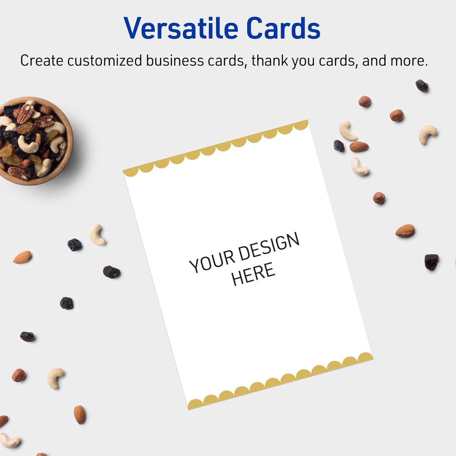 imageAvery Printable Rectangle Postcards Gold MultiLined Border 4quot x 6quot Matte White LaserInkjet 20ct Great for PostcardsGold Dots Edge