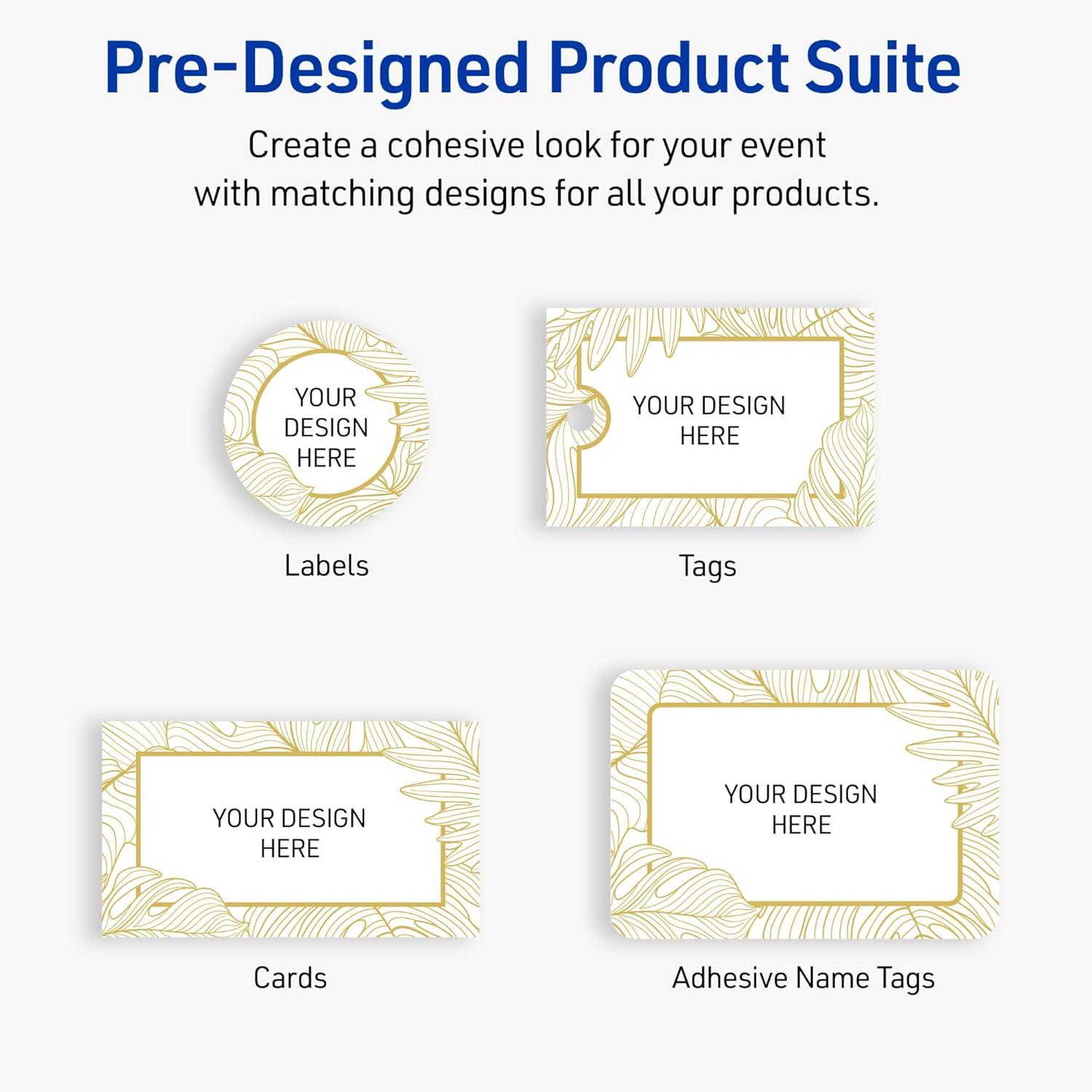 imageAvery Printable Rectangle Postcards Gold MultiLined Border 4quot x 6quot Matte White LaserInkjet 20ct Great for PostcardsGold Monstera Leaves