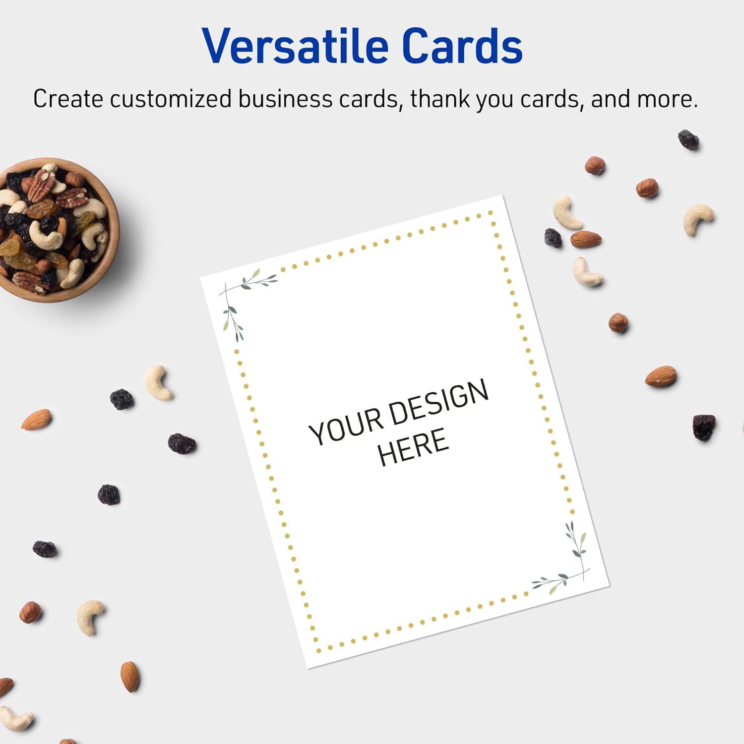 imageAvery Printable Rectangle Postcards Gold MultiLined Border 4quot x 6quot Matte White LaserInkjet 20ct Great for PostcardsGreen Florals with Gold Dots