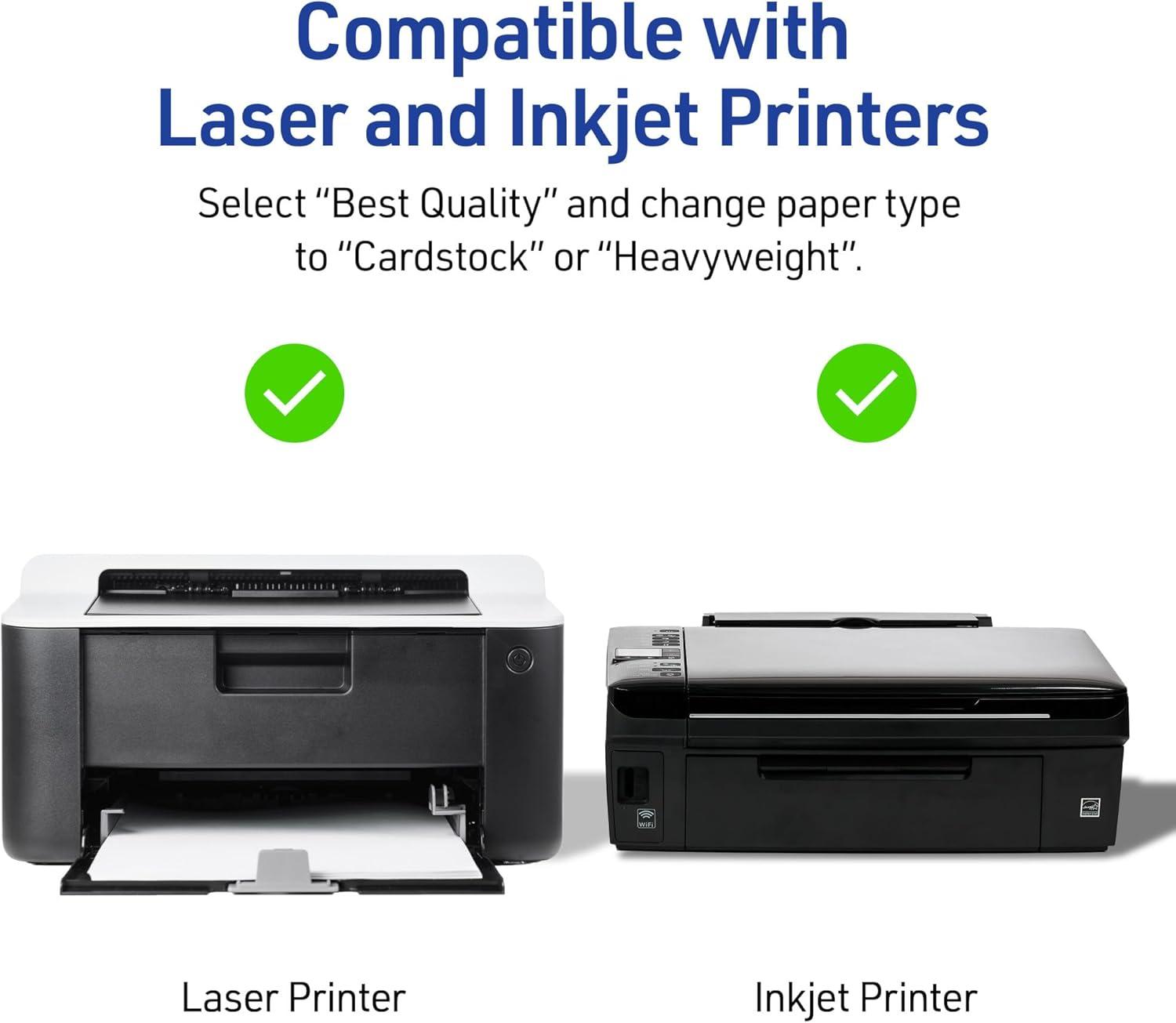 imageAvery Printable Rectangle Postcards Gold MultiLined Border 4quot x 6quot Matte White LaserInkjet 20ct Great for PostcardsMultiLined Gold Border