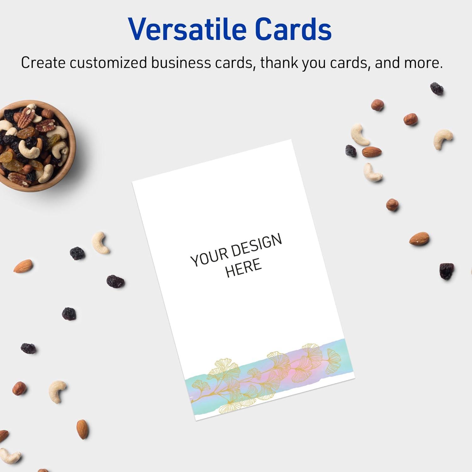 imageAvery Printable Rectangle Postcards Gold MultiLined Border 4quot x 6quot Matte White LaserInkjet 20ct Great for PostcardsWatercolors with Gold Ginkgo Leaves