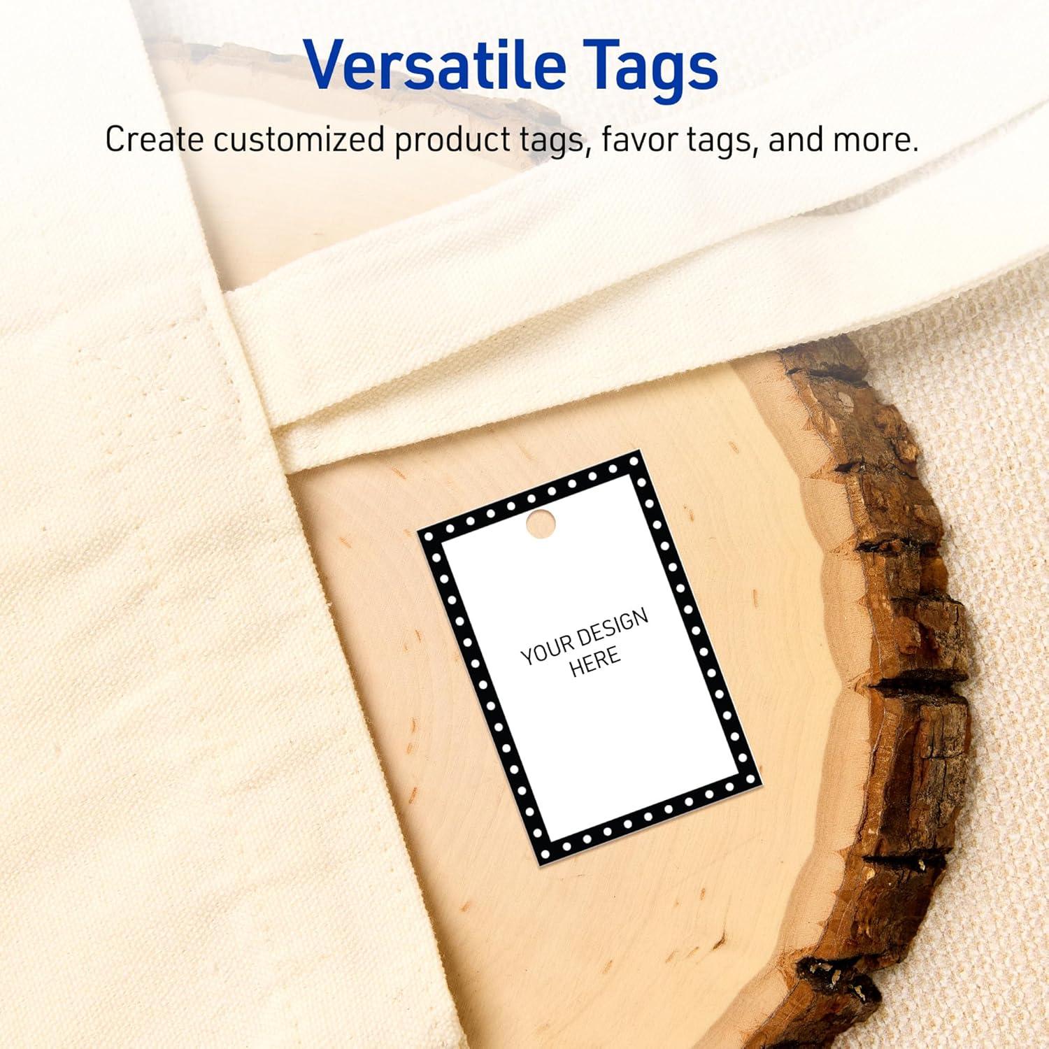 imageAvery Printable Rectangle Tags Gold Dots Green Florals 2quot x 3quot Matte White LaserInkjet 80ct Great for Product TagsBlack  White Polka Dots