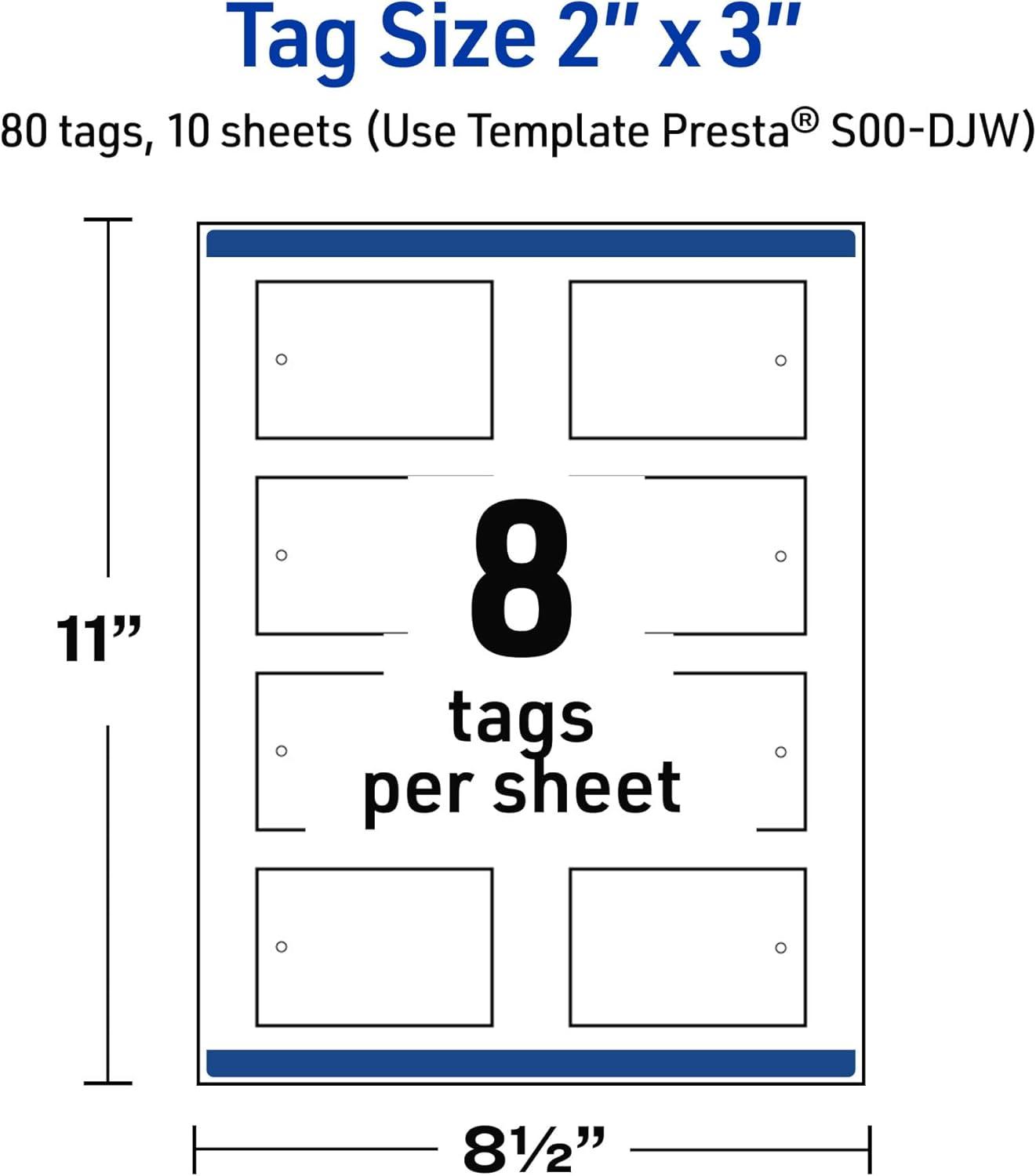 imageAvery Printable Rectangle Tags Gold Dots Green Florals 2quot x 3quot Matte White LaserInkjet 80ct Great for Product TagsDipped Gold Edge