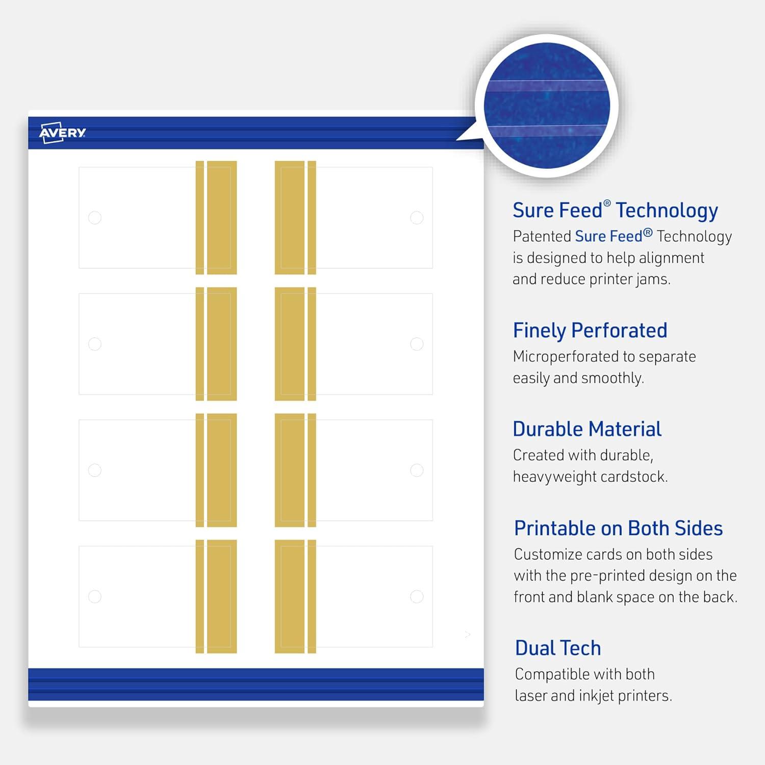 imageAvery Printable Rectangle Tags Gold Dots Green Florals 2quot x 3quot Matte White LaserInkjet 80ct Great for Product TagsDouble Dipped Gold Edge