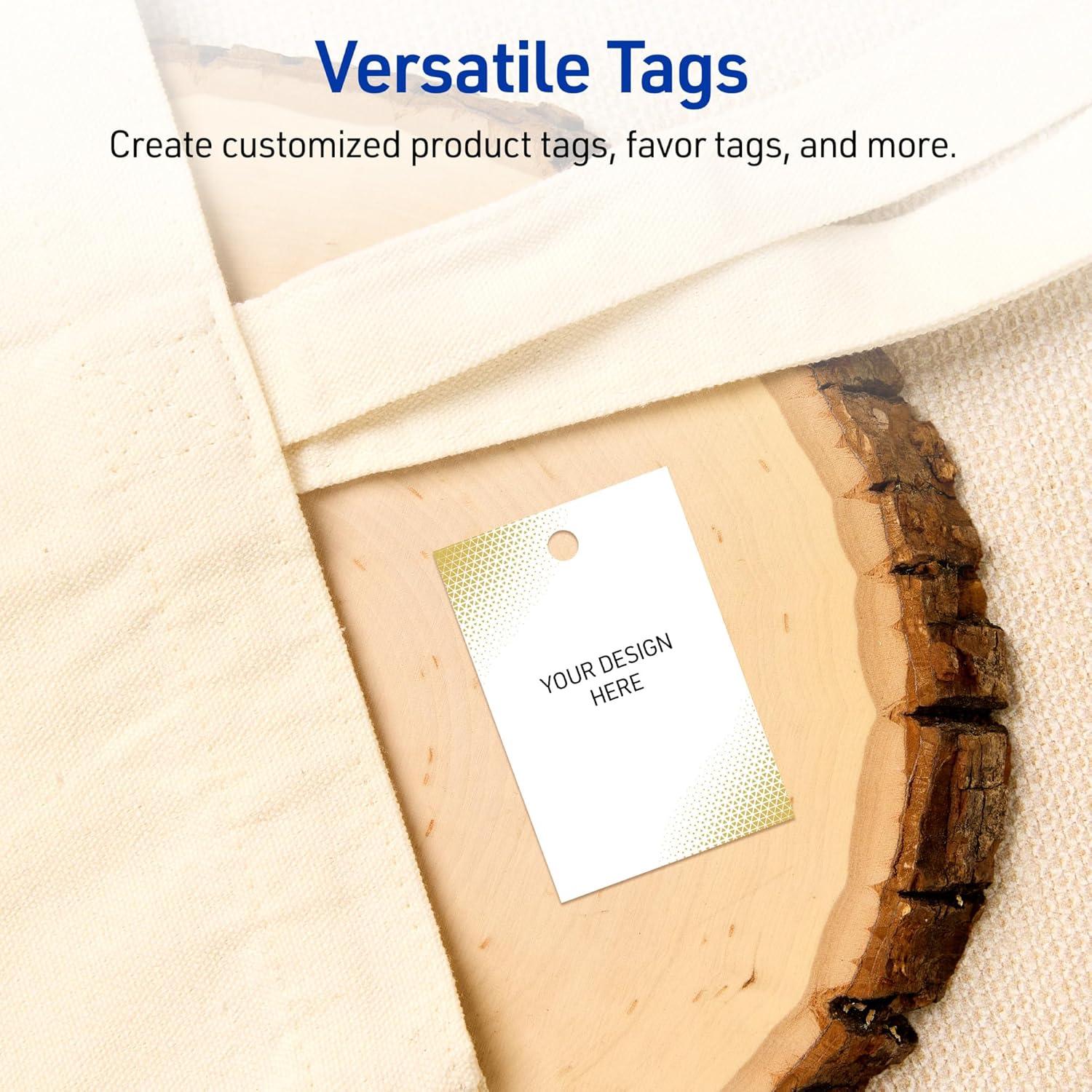 imageAvery Printable Rectangle Tags Gold Dots Green Florals 2quot x 3quot Matte White LaserInkjet 80ct Great for Product TagsGold Blush