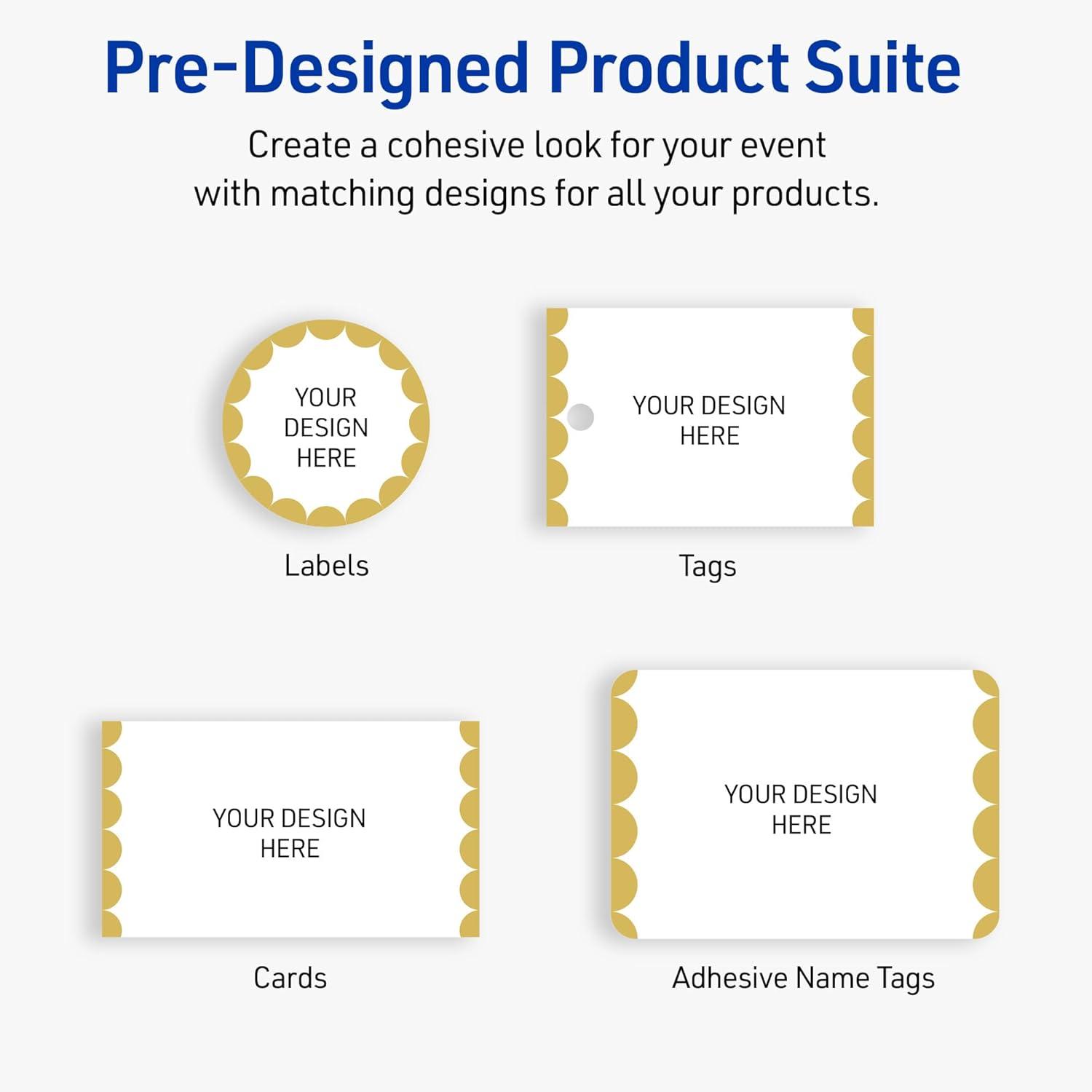 imageAvery Printable Round Labels Sure Feed Technology Gold Beads Design 2quot Diameter Glossy White Permanent Adhesive LaserInkjet 120 Total Great for Product MerchandisingGold Dots Edge